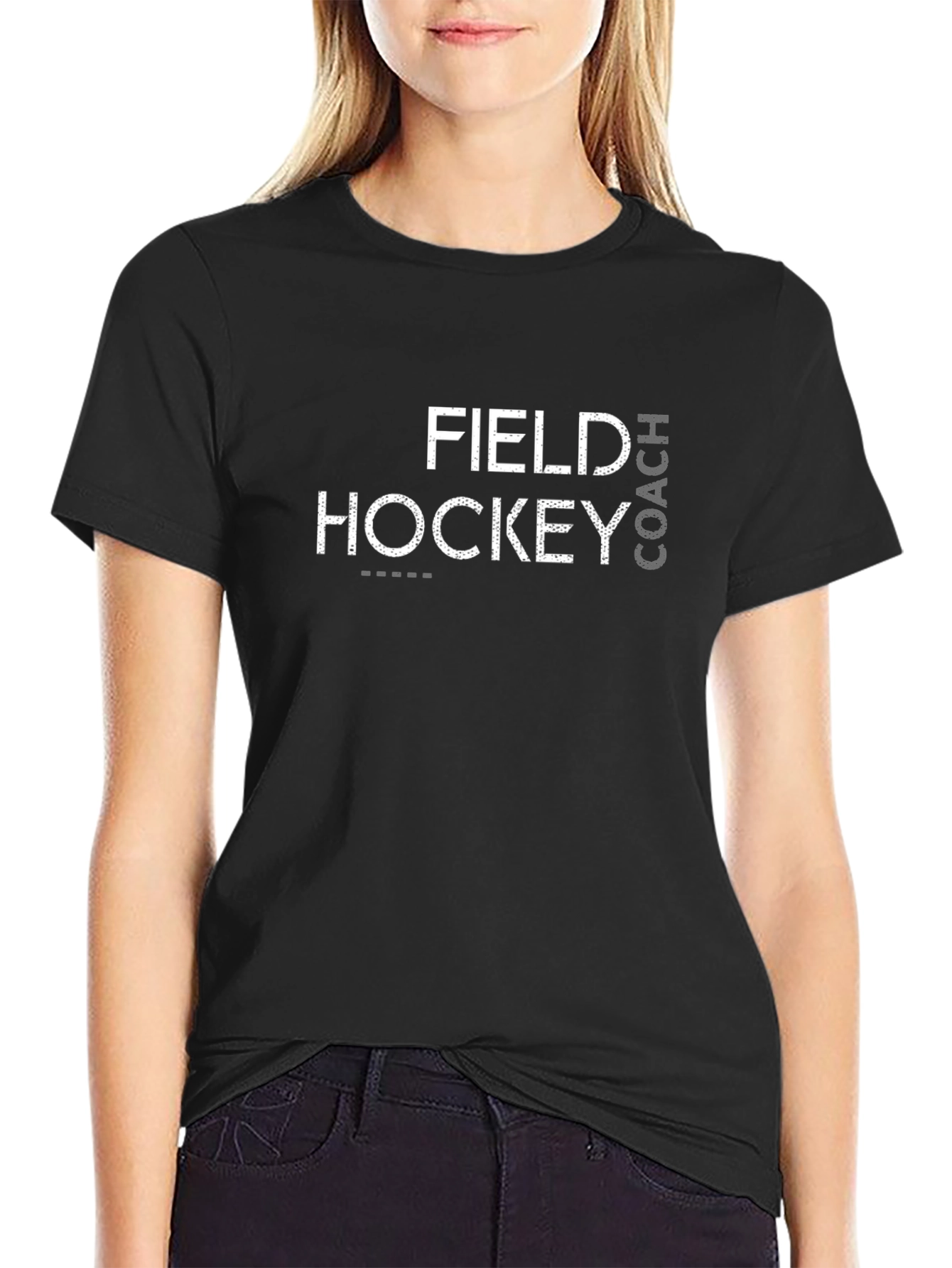 Field Hockey Coach Black Graphic T-Shirt