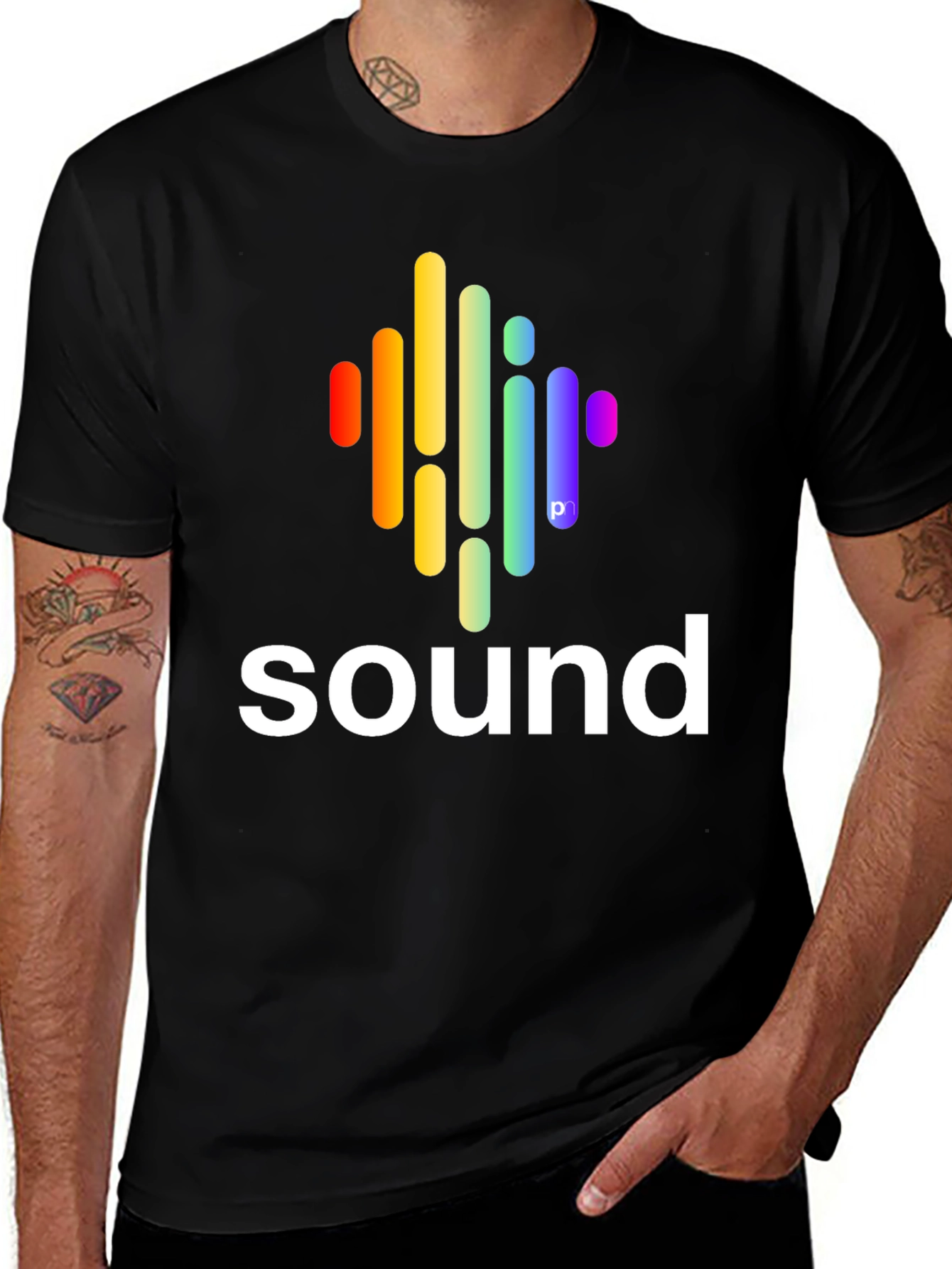 Sound Wave Graphic Tee - Stylish Black Cotton T-Shirt