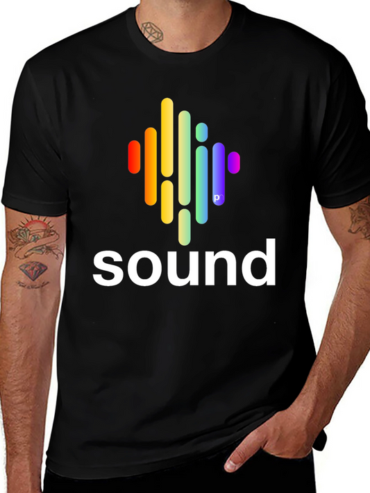 Sound Wave Graphic Tee - Stylish Black Cotton T-Shirt