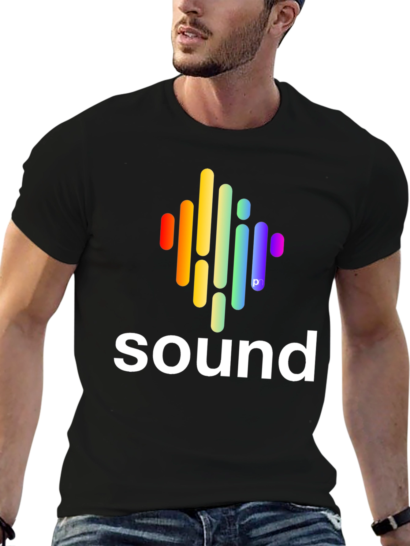 Sound Wave Graphic Tee - Stylish Black Cotton T-Shirt