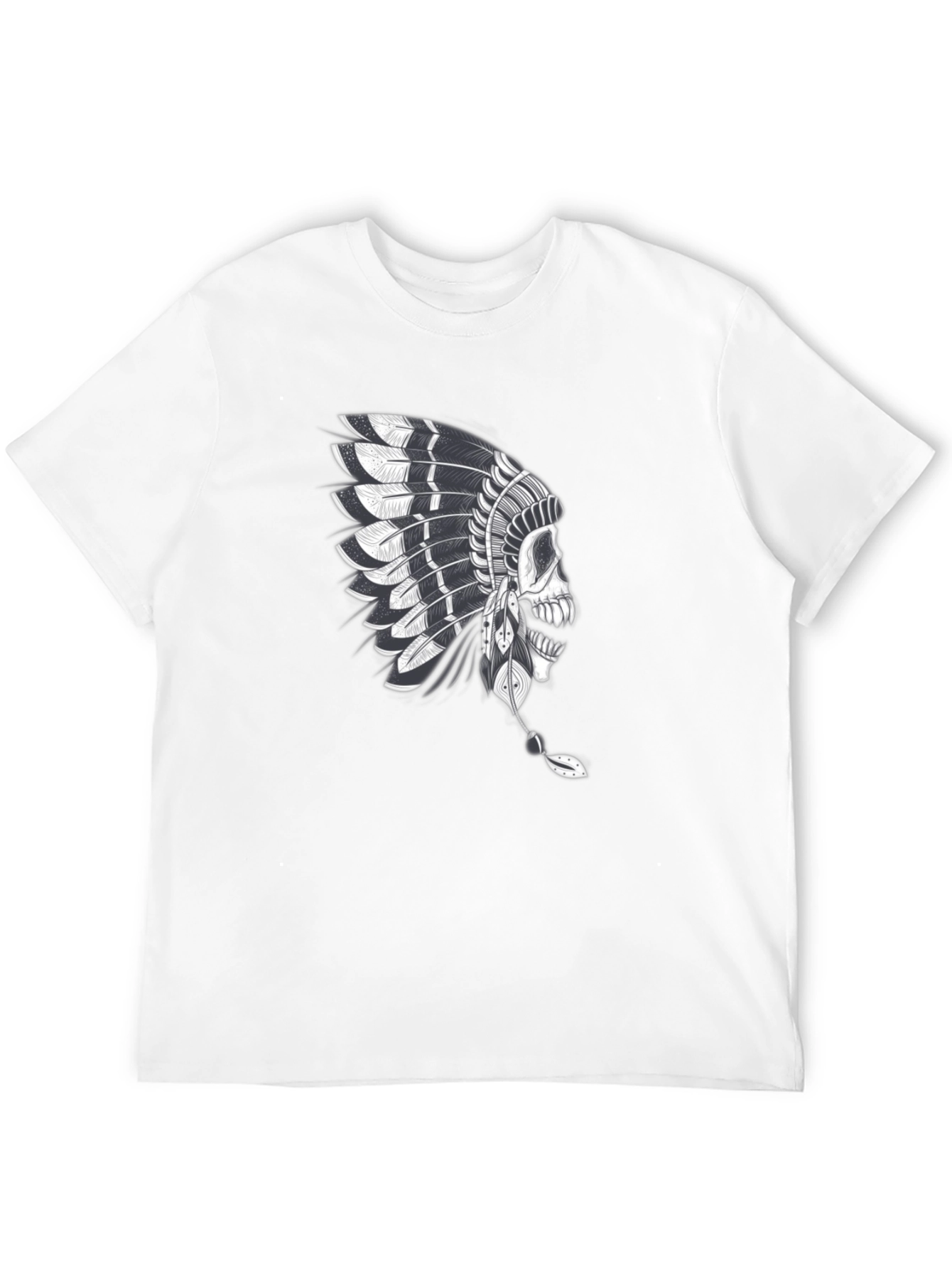 Skull Chief T-Shirt - Native American Headdress Graphic Tee