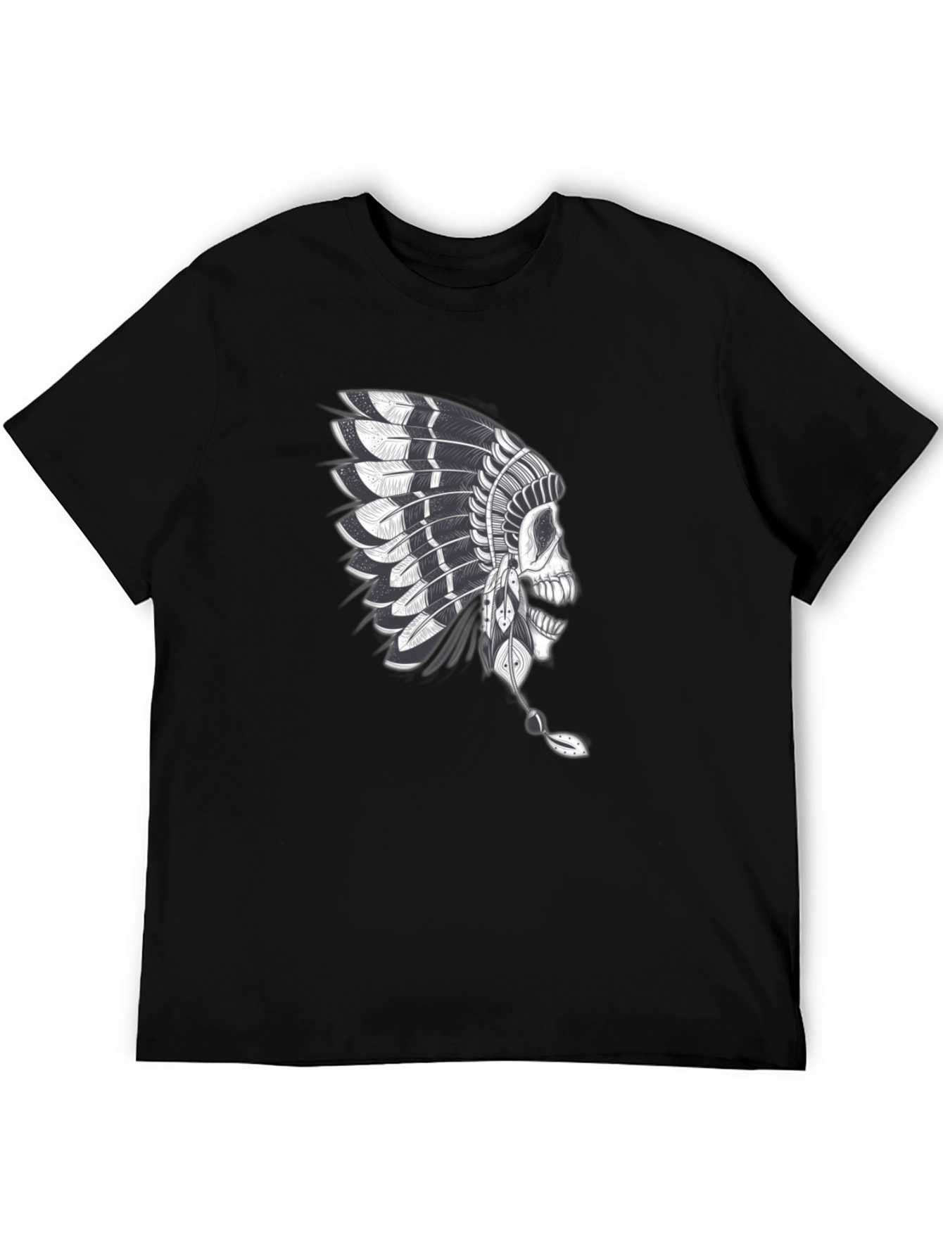 Skull Chief T-Shirt - Native American Headdress Graphic Tee