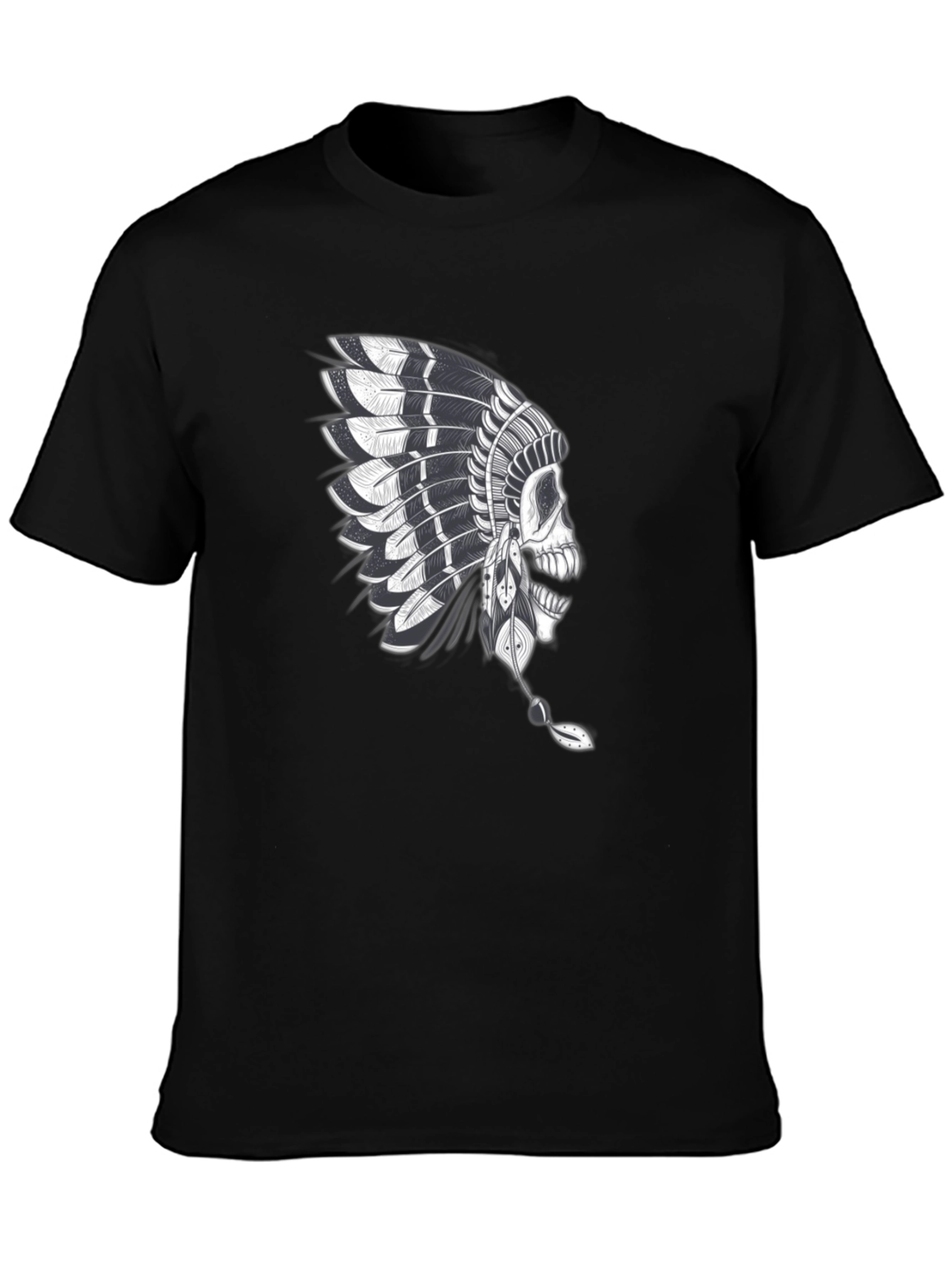 Skull Chief T-Shirt - Native American Headdress Graphic Tee