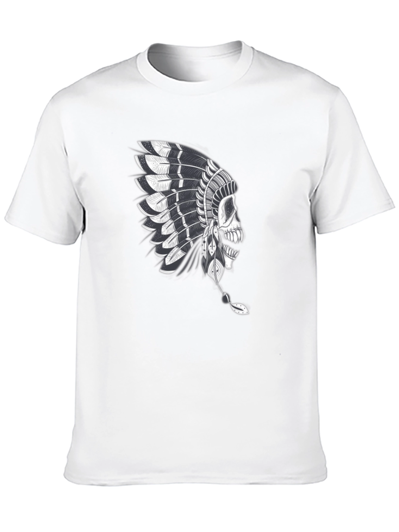 Skull Chief T-Shirt - Native American Headdress Graphic Tee