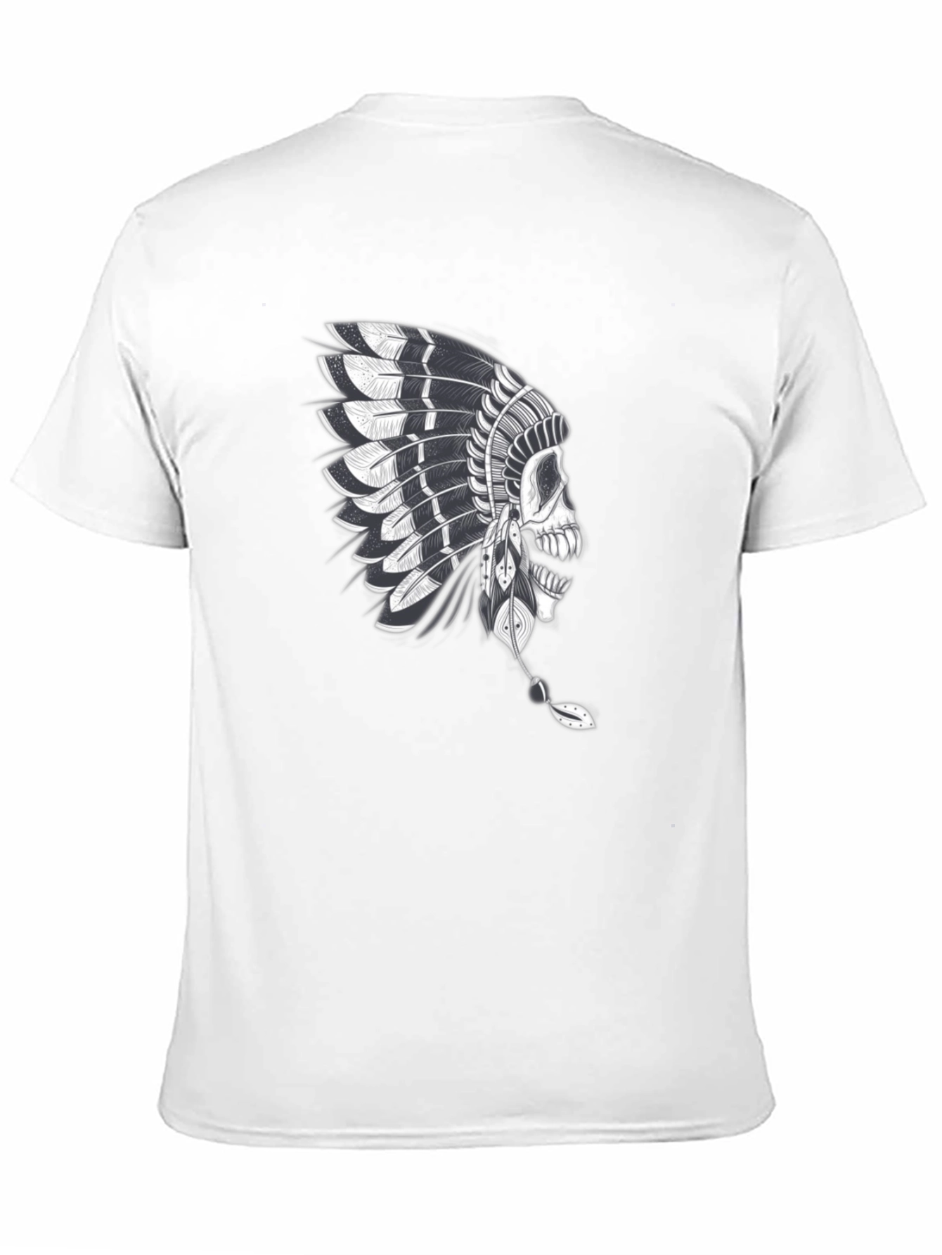 Skull Chief T-Shirt - Native American Headdress Graphic Tee