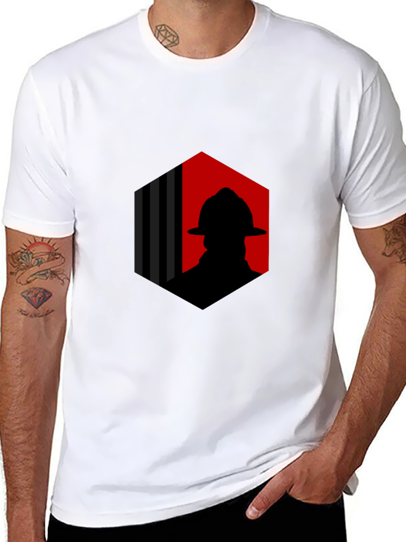 Firefighter Silhouette Graphic Tee