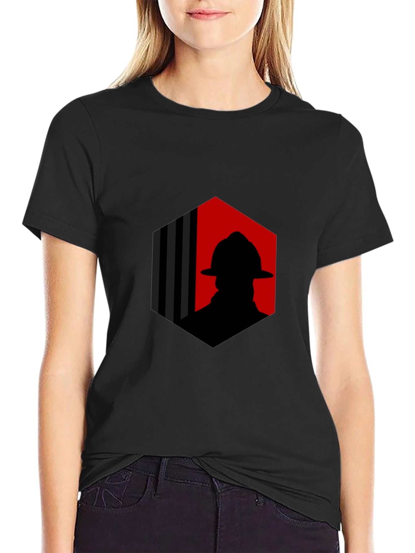 Firefighter Silhouette Graphic Tee