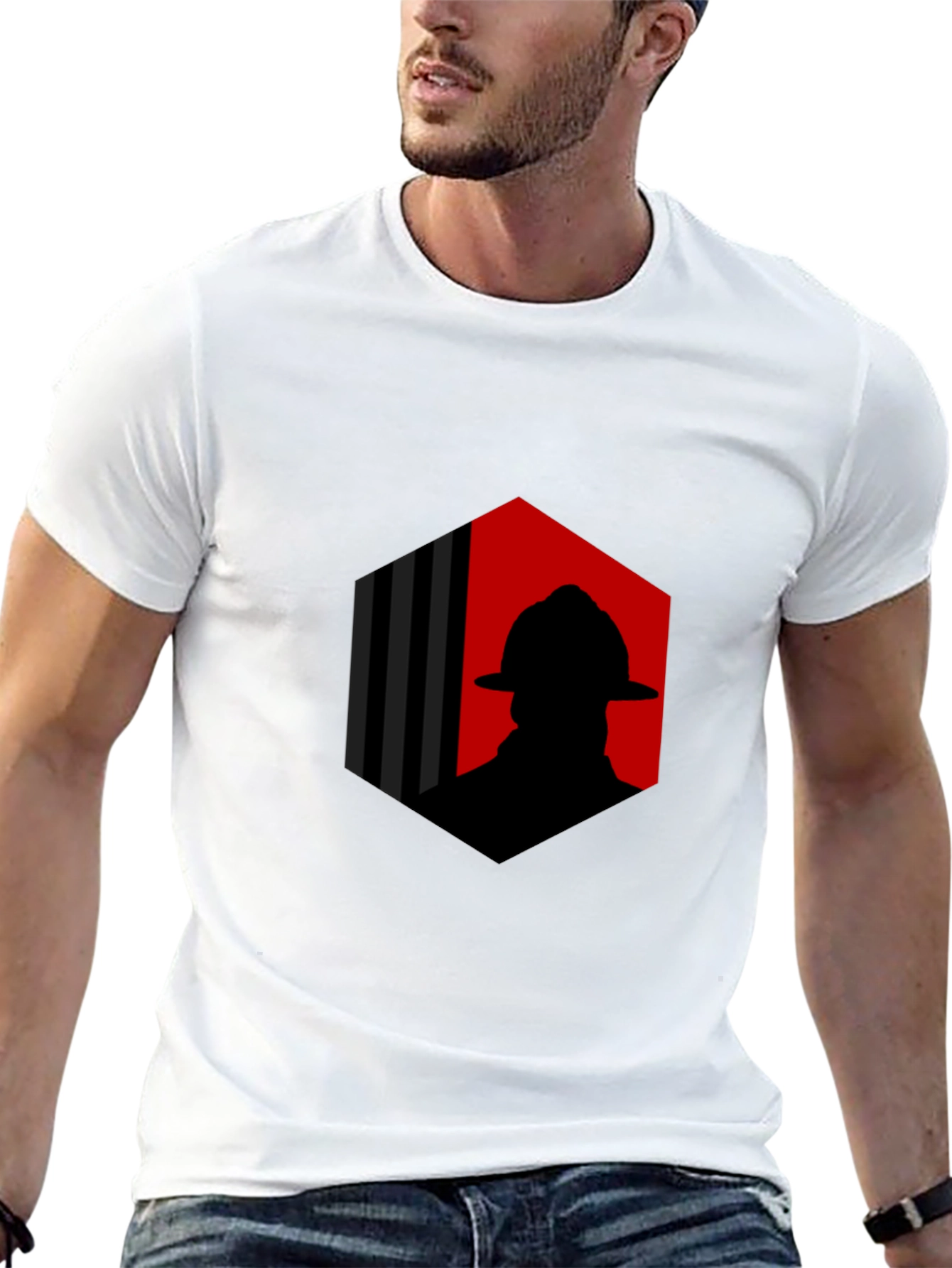 Firefighter Silhouette Graphic Tee