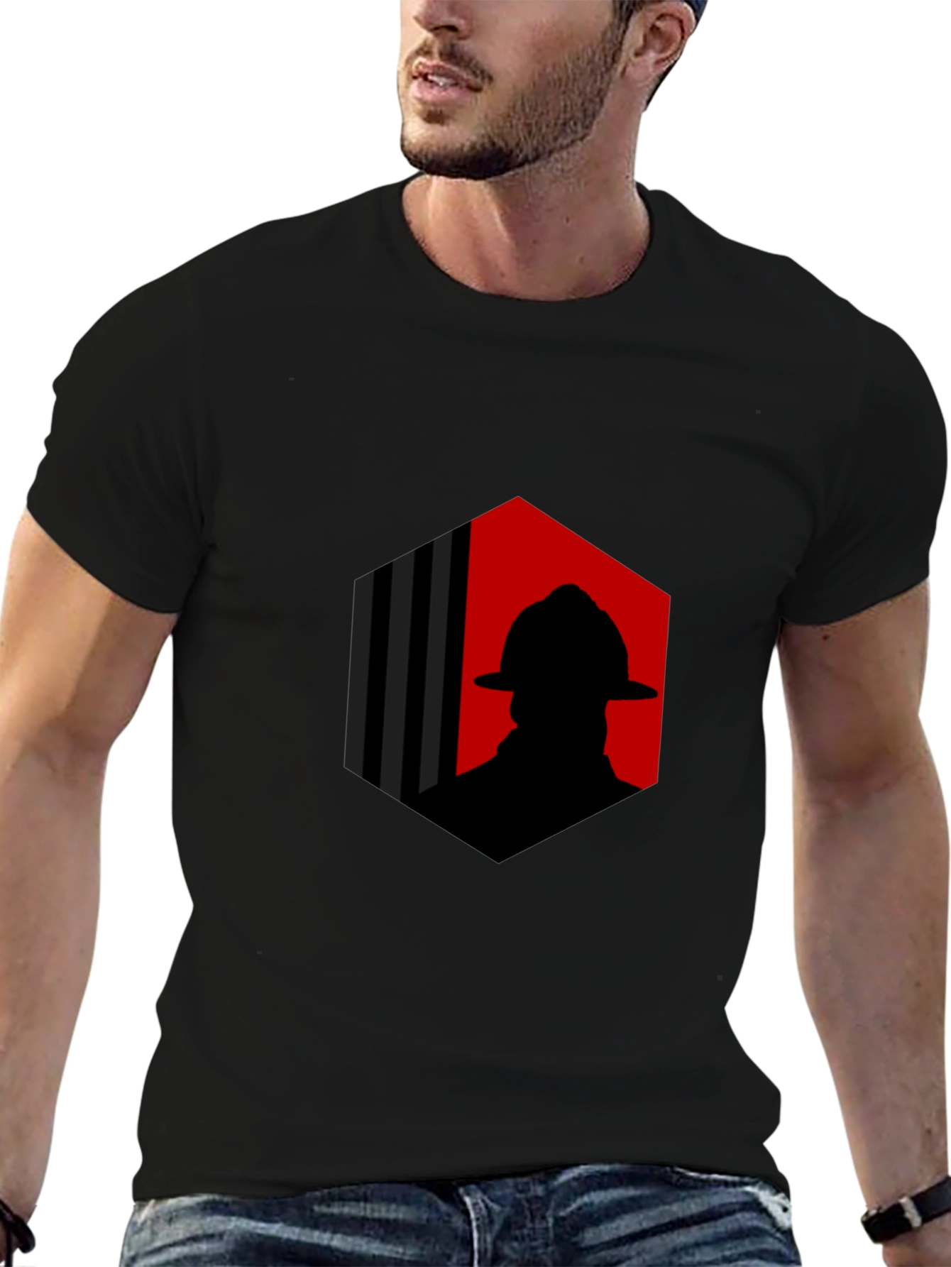Firefighter Silhouette Graphic Tee