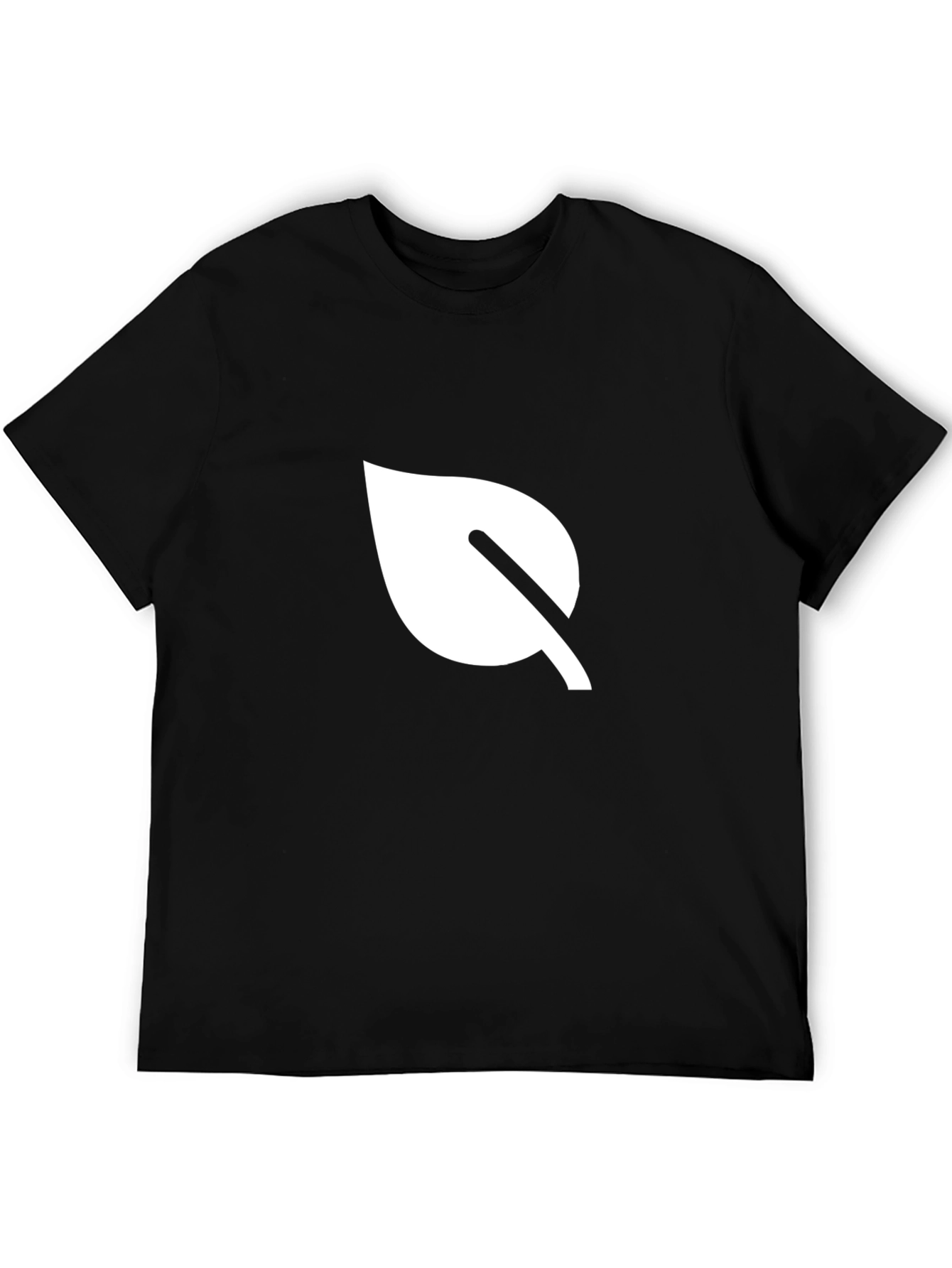 Minimalist Leaf Graphic Black T-Shirt