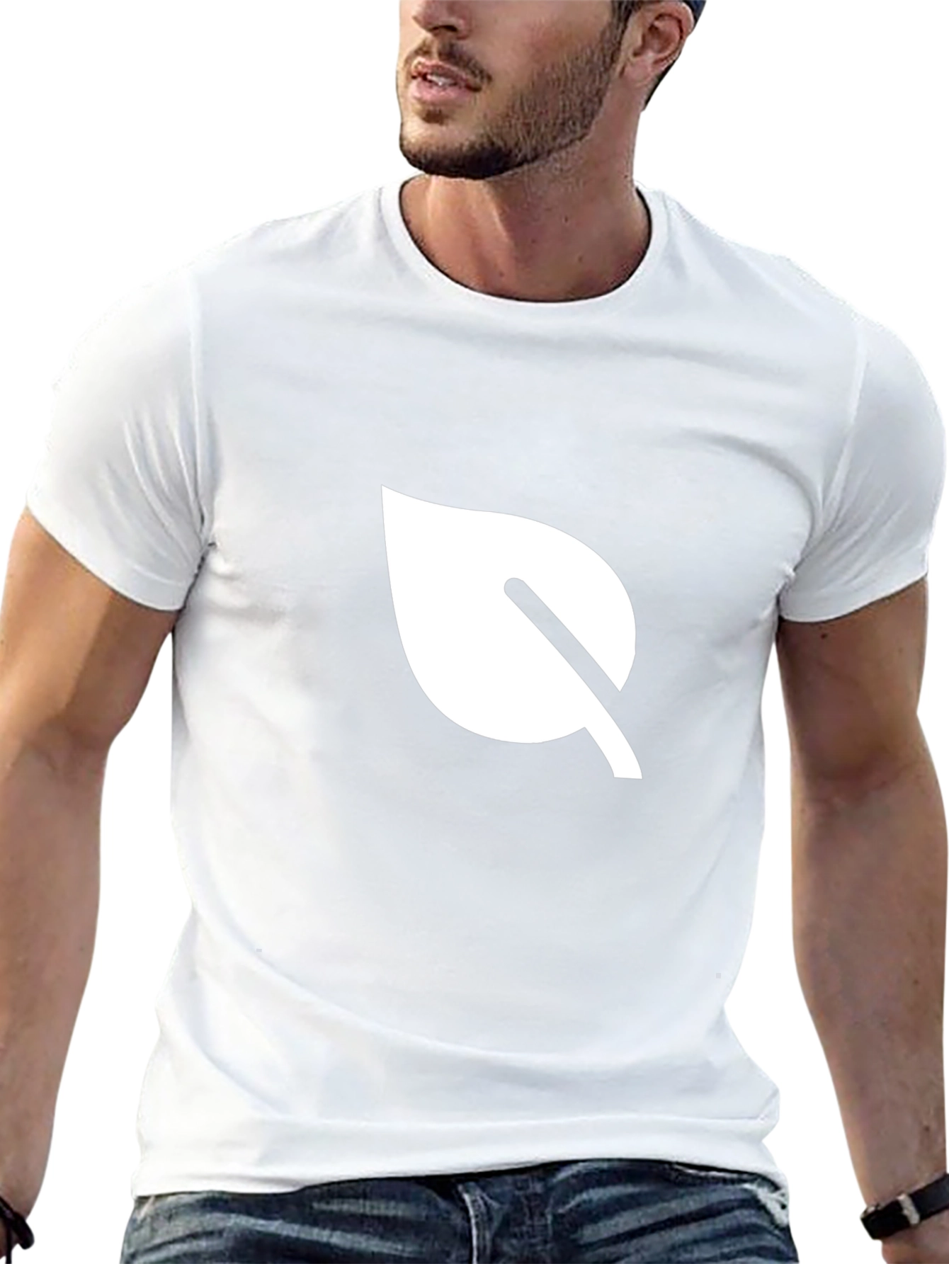 Minimalist Leaf Graphic Black T-Shirt