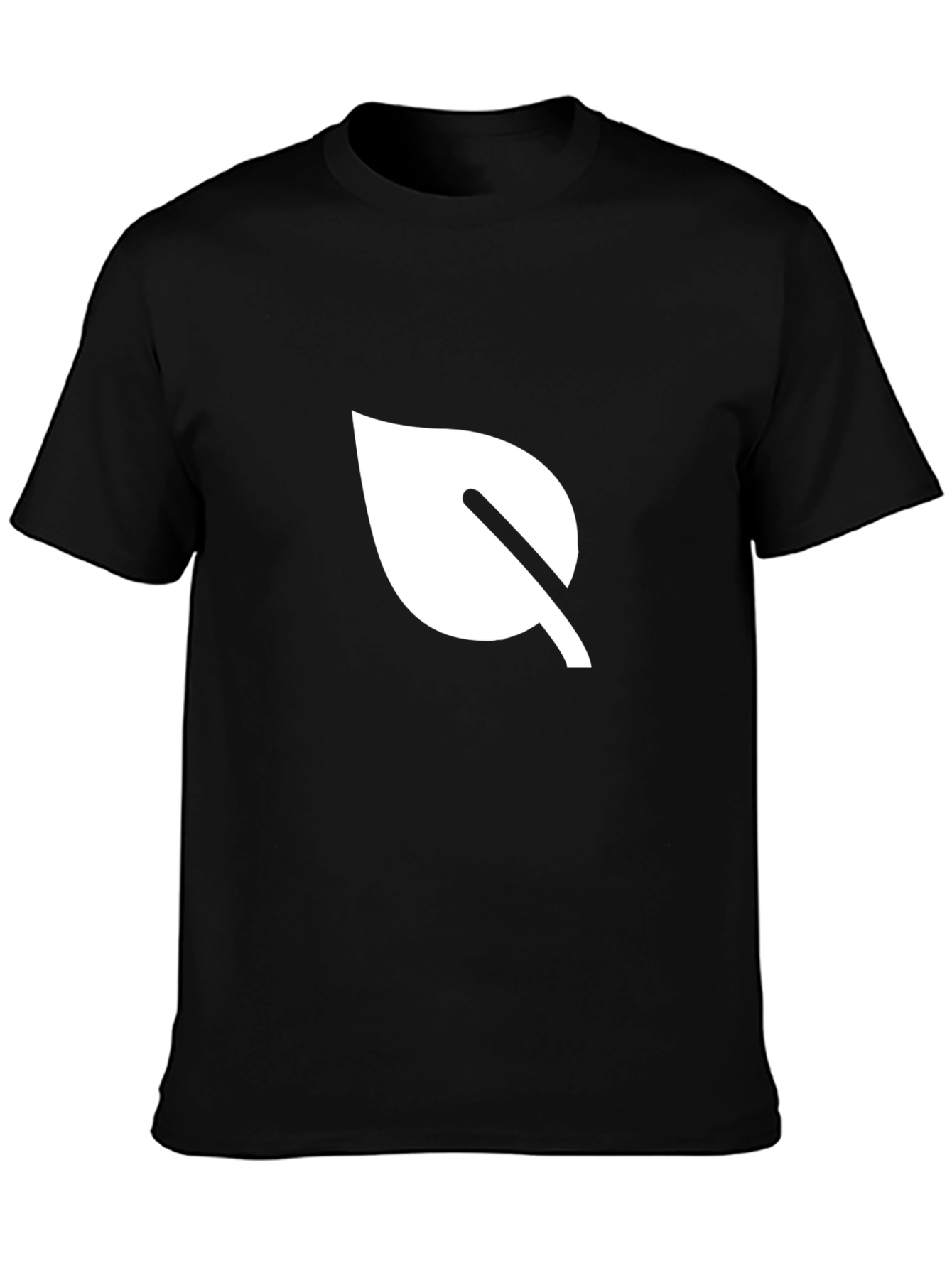 Minimalist Leaf Graphic Black T-Shirt