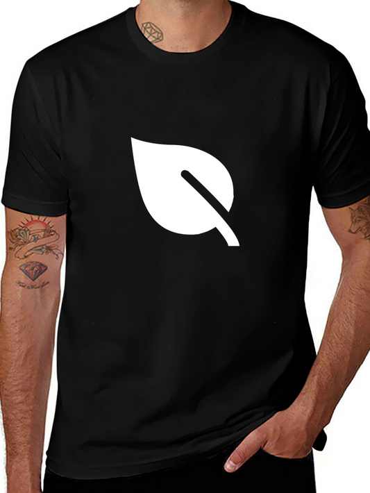 Minimalist Leaf Graphic Black T-Shirt