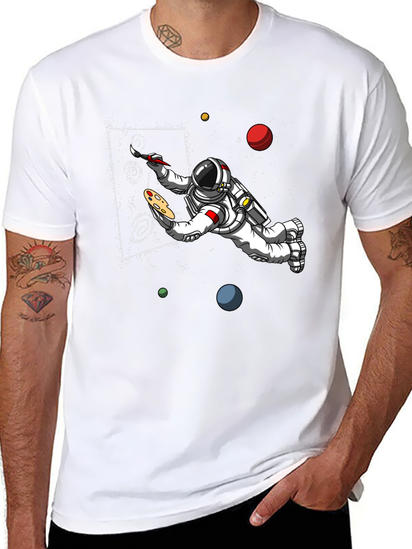 Astronaut Artist Graphic T-Shirt