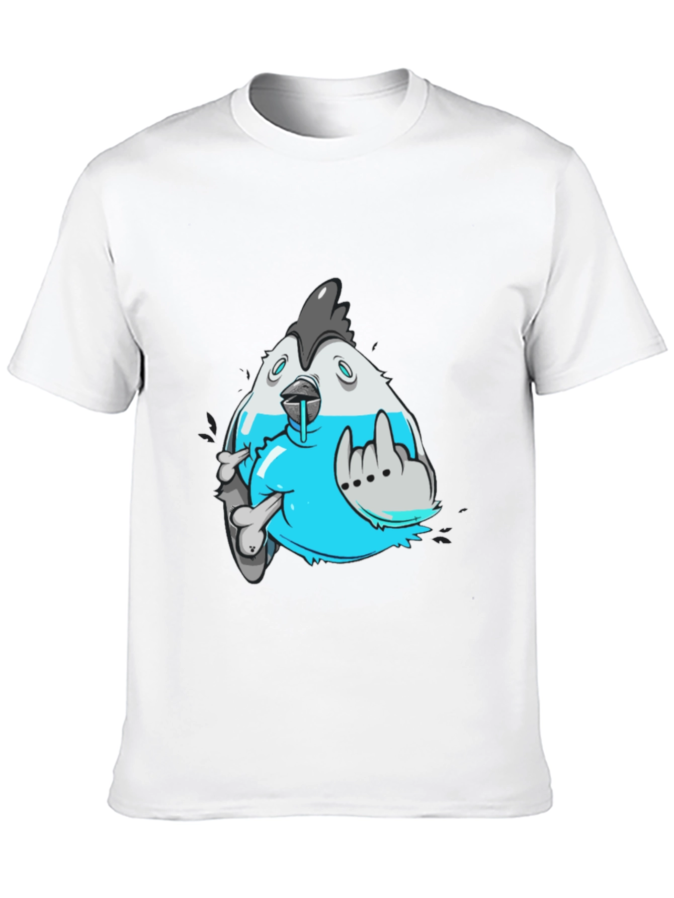 Edgy Cartoon Chicken Graphic T-Shirt