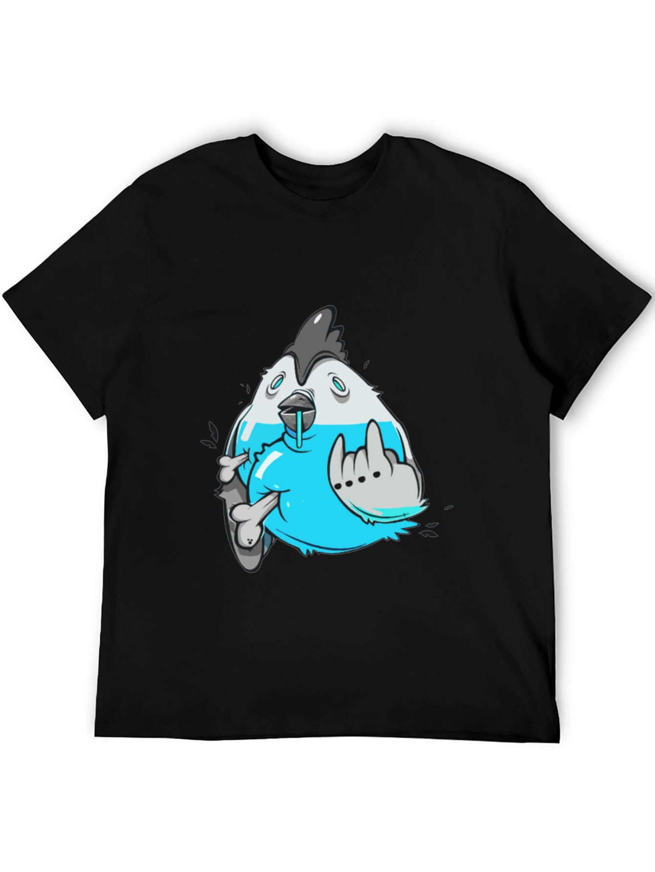 Edgy Cartoon Chicken Graphic T-Shirt