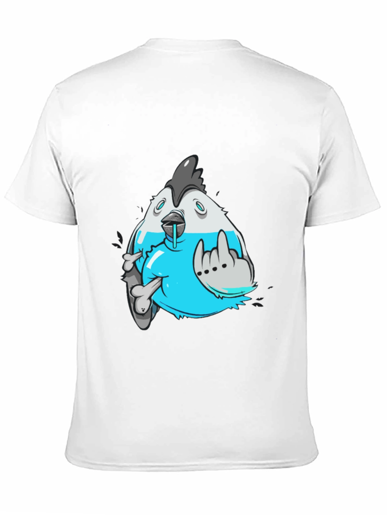 Edgy Cartoon Chicken Graphic T-Shirt