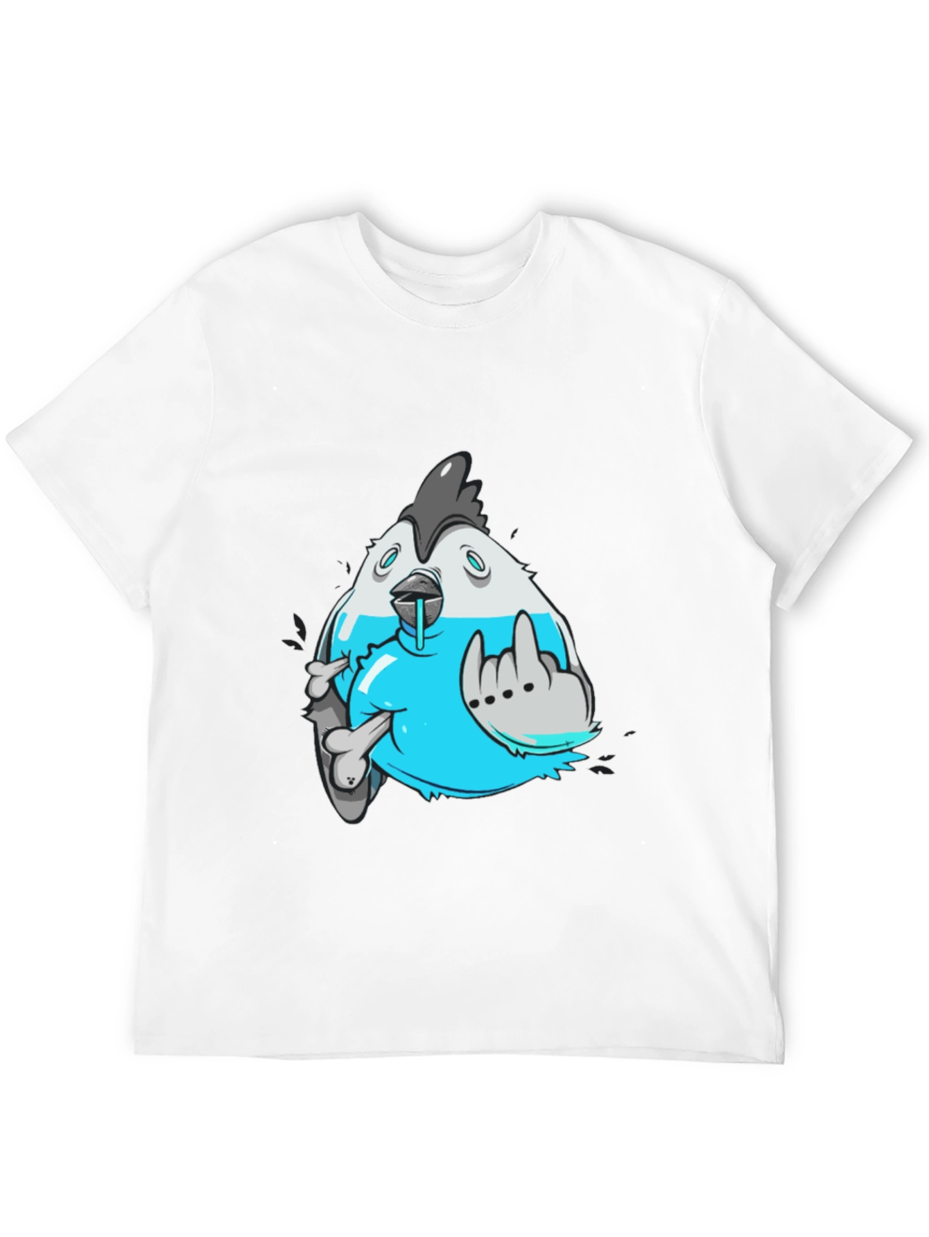 Edgy Cartoon Chicken Graphic T-Shirt