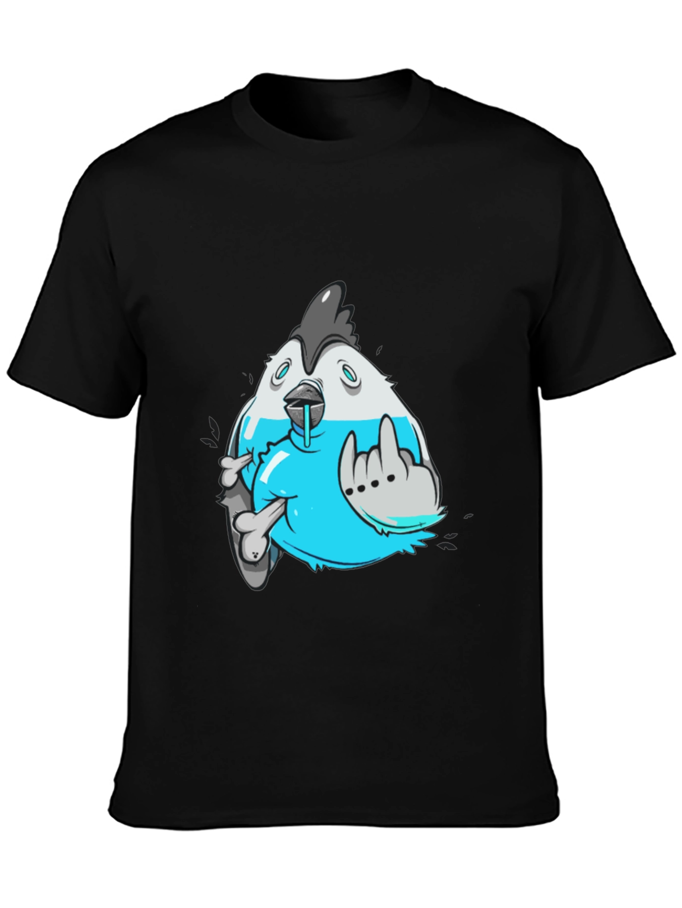 Edgy Cartoon Chicken Graphic T-Shirt