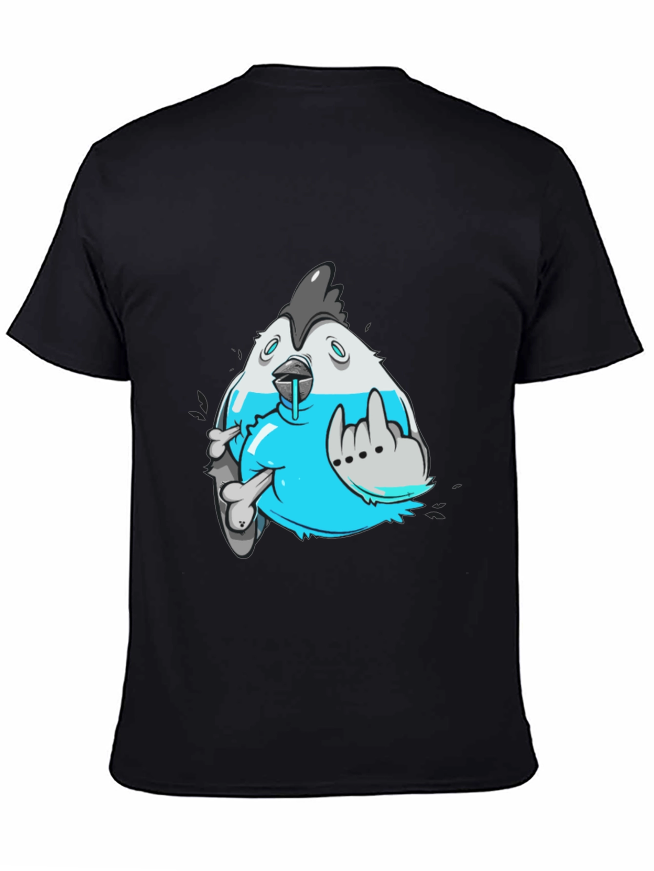 Edgy Cartoon Chicken Graphic T-Shirt