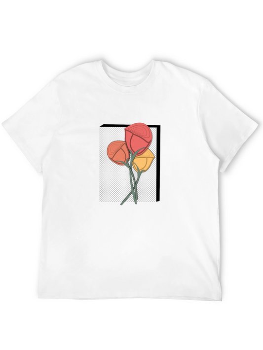 Floral Graphic Print Mens Black T-Shirt