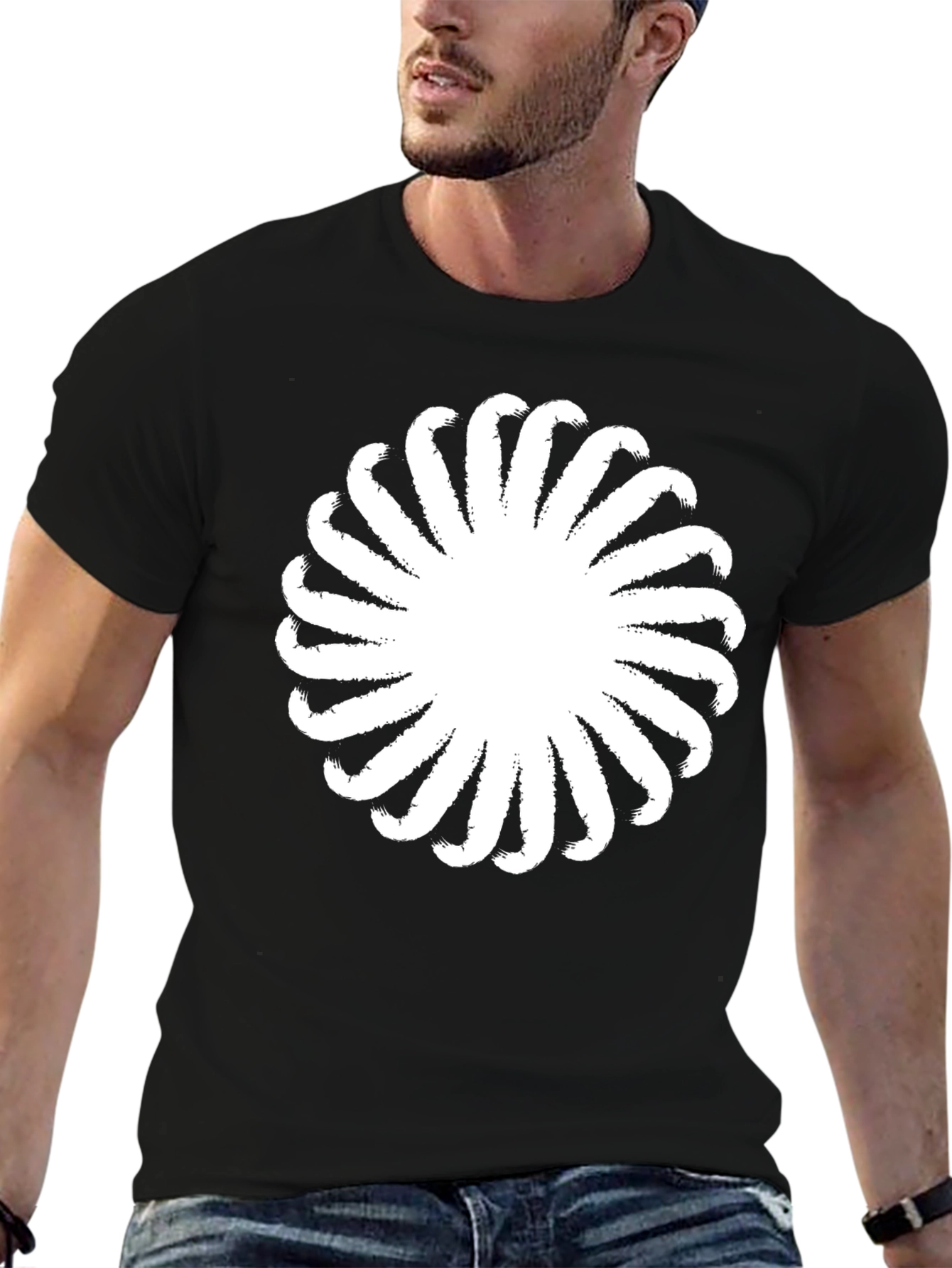 Abstract Floral Graphic Black T-Shirt