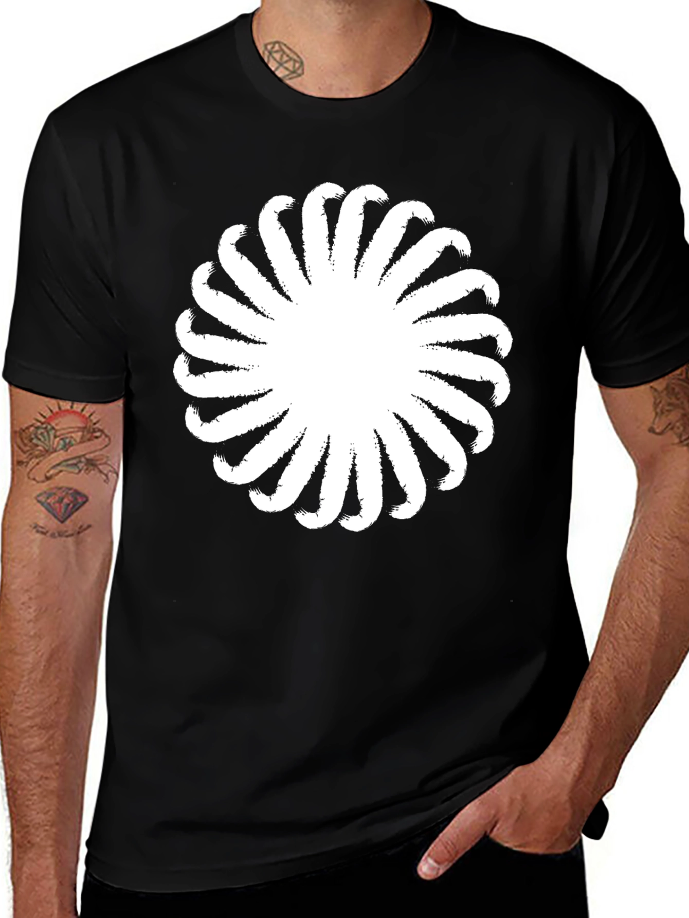 Abstract Floral Graphic Black T-Shirt