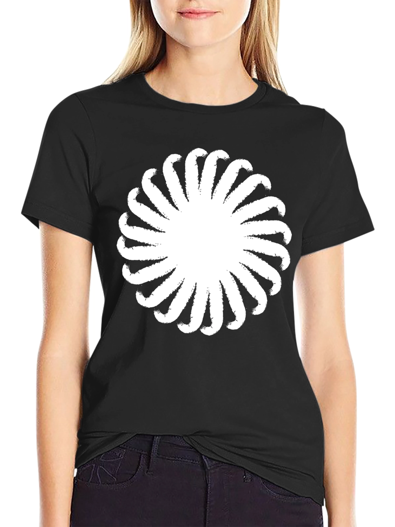 Abstract Floral Graphic Black T-Shirt