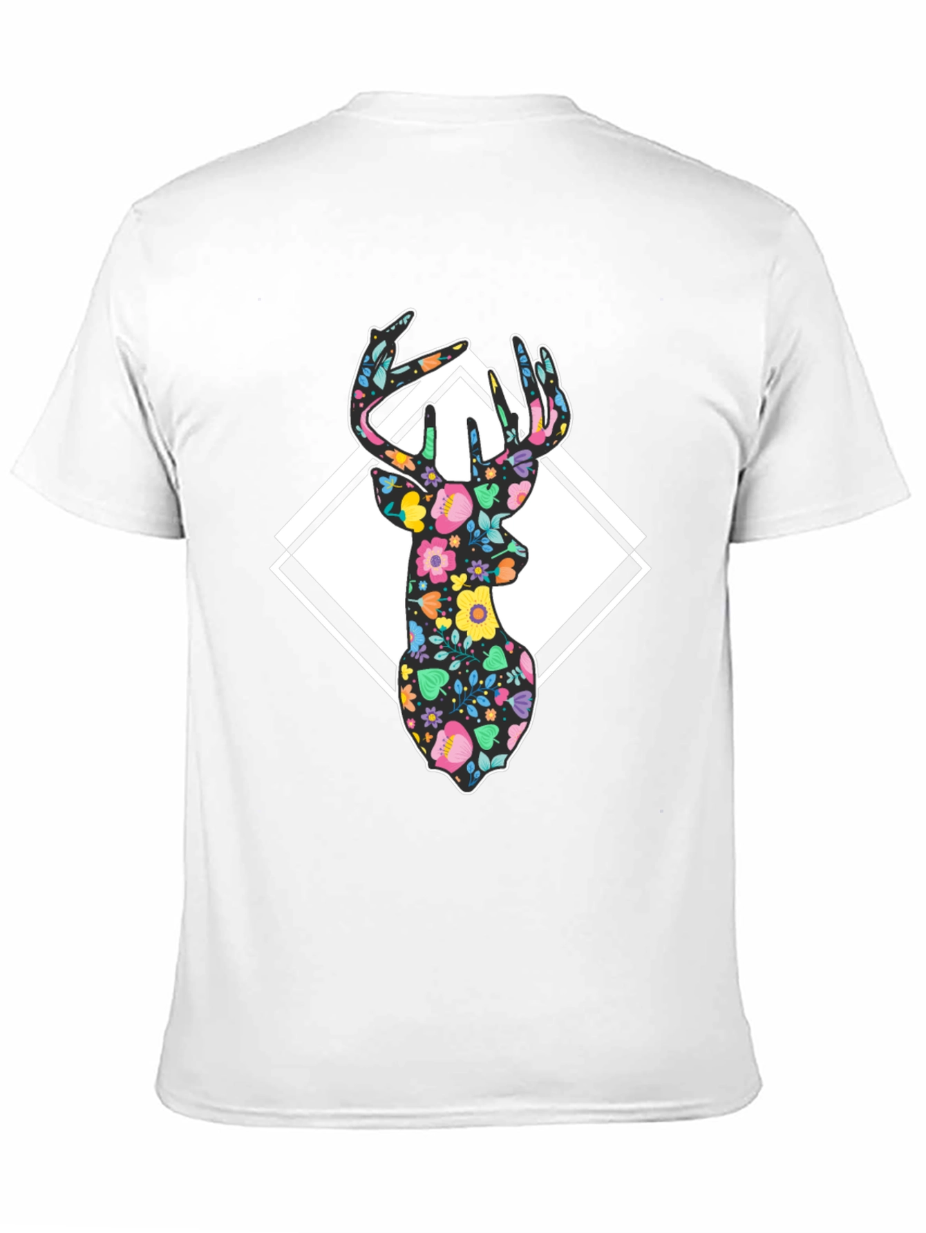 Floral Deer Graphic T-Shirt - Mens Black Tee