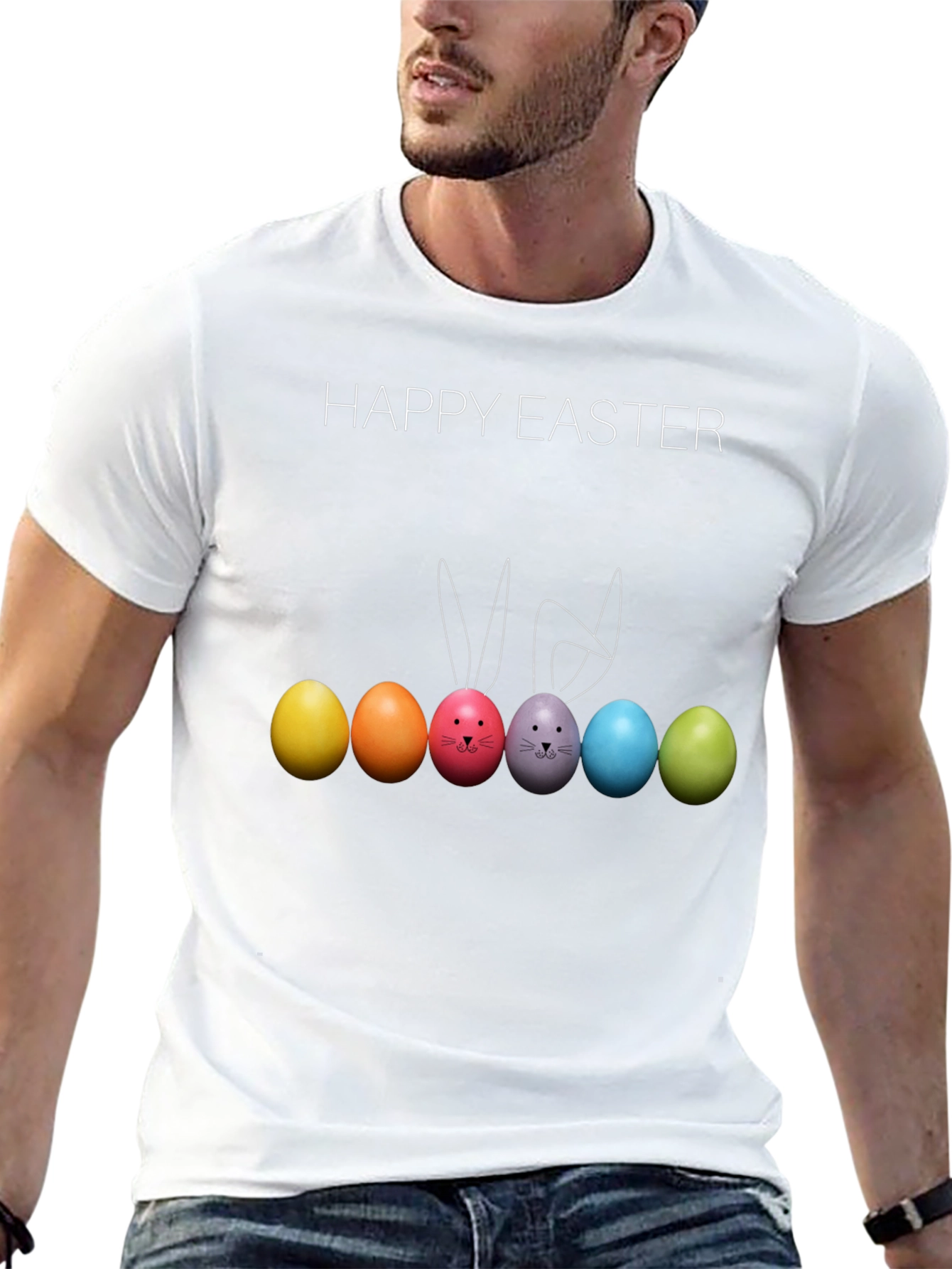 Happy Easter Bunny Eggs Black T-Shirt