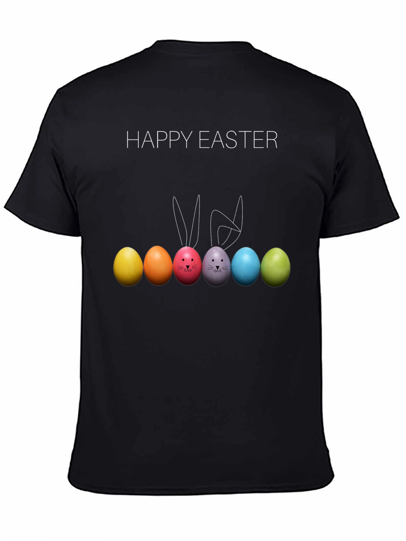 Happy Easter Bunny Eggs Black T-Shirt