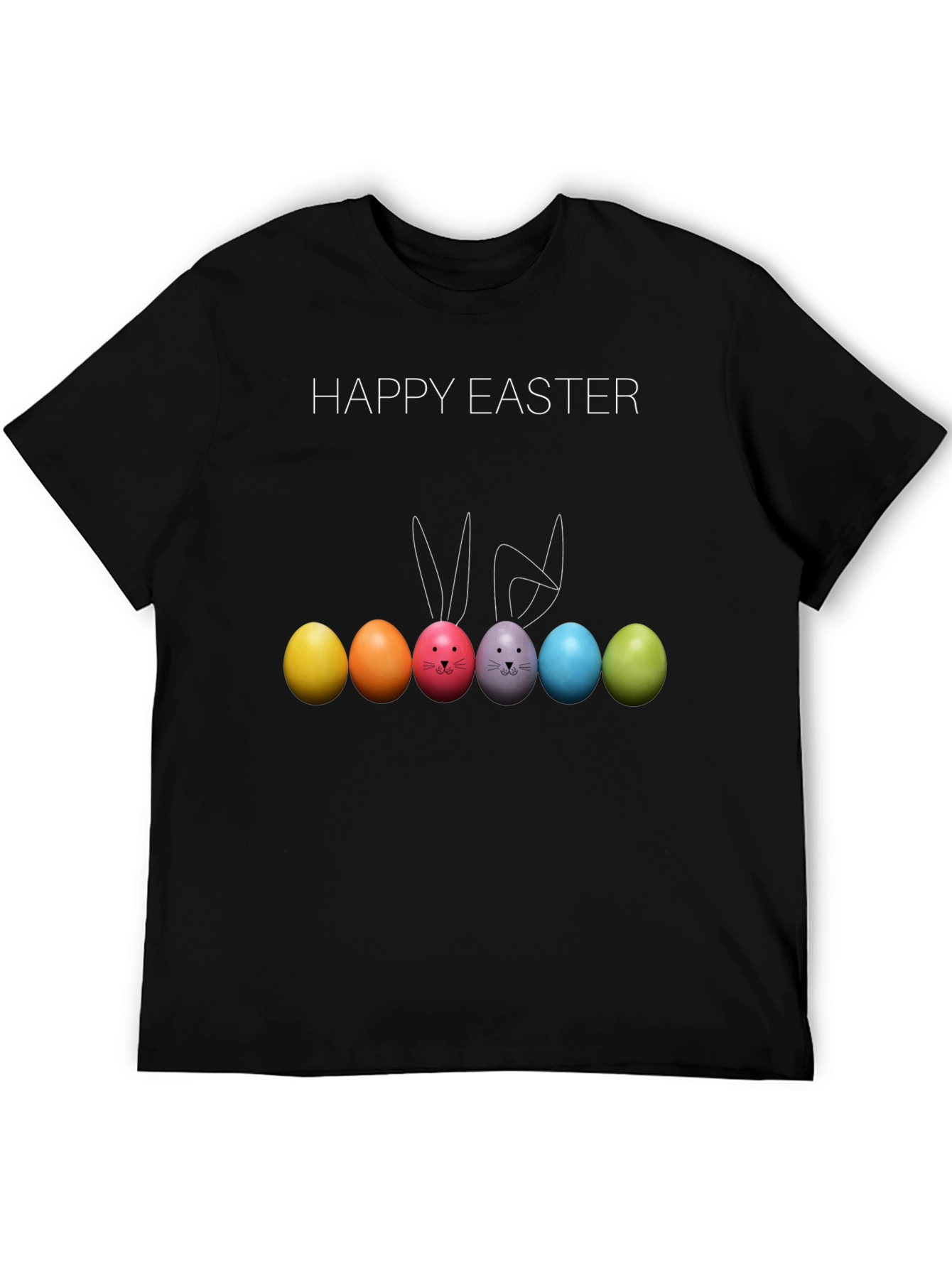 Happy Easter Bunny Eggs Black T-Shirt