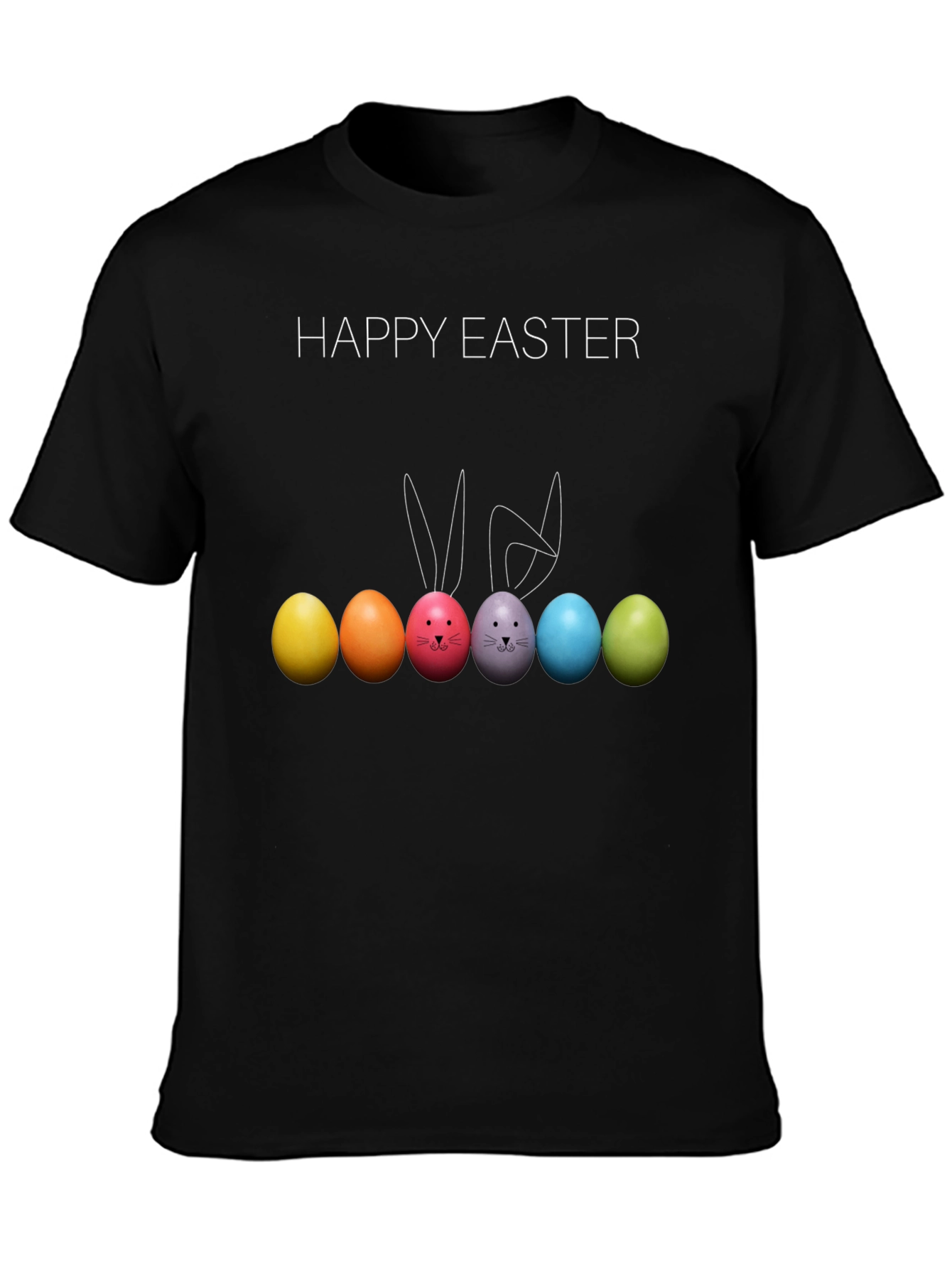 Happy Easter Bunny Eggs Black T-Shirt