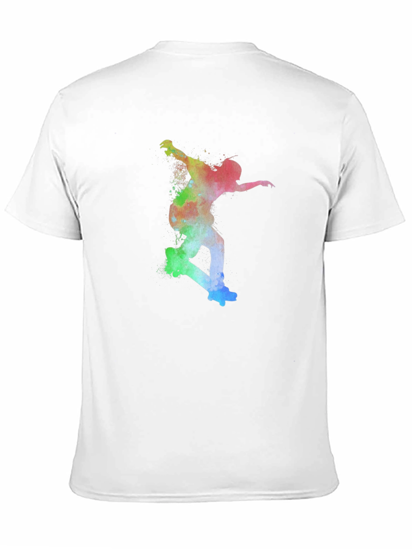 Skateboarder Rainbow Art Print Black T-Shirt