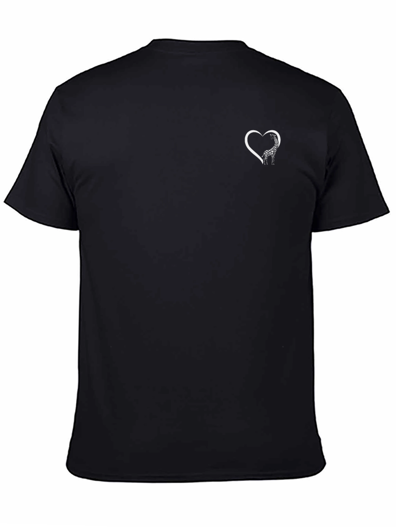 Mens Black Giraffe Heart Graphic Tee
