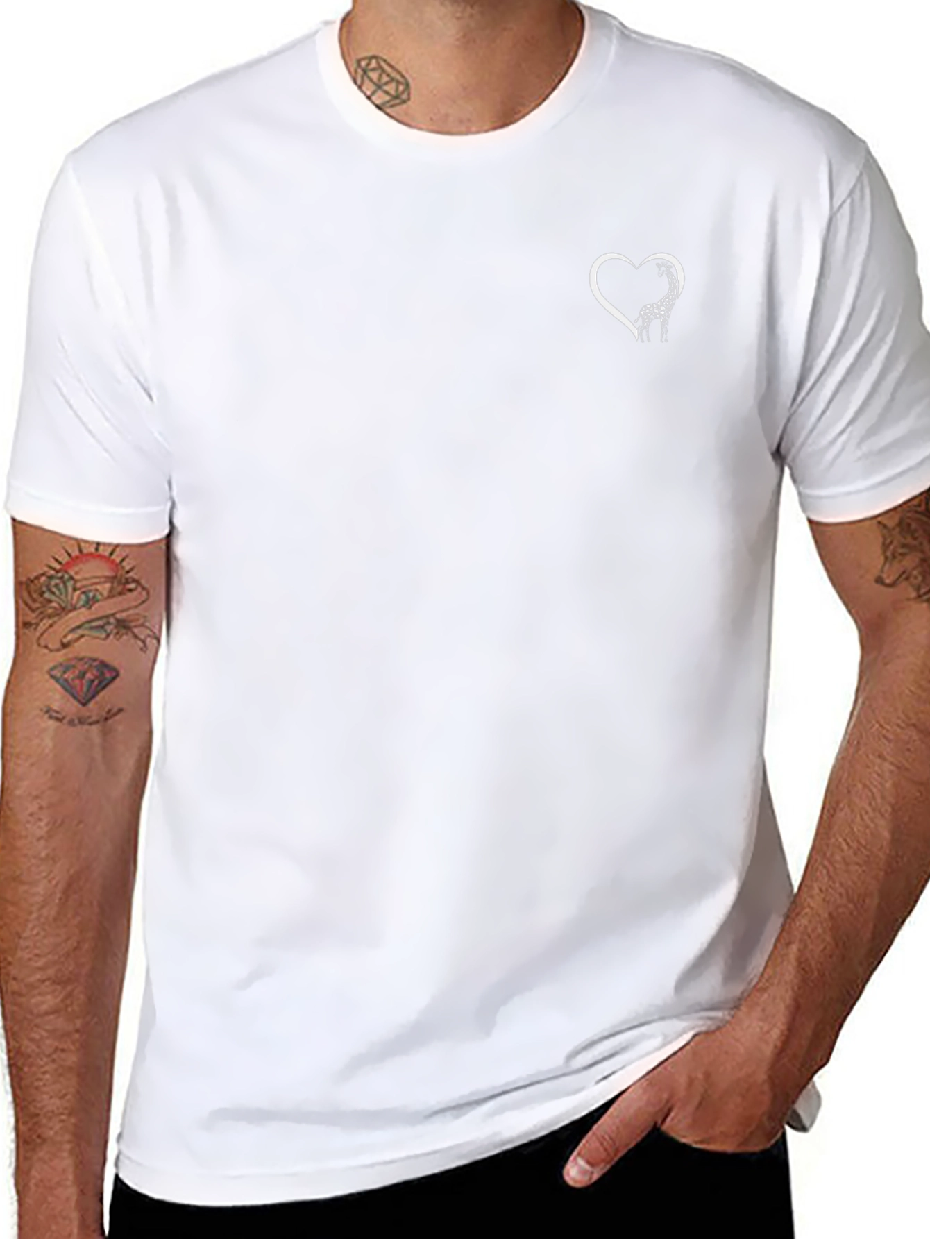 Mens Black Giraffe Heart Graphic Tee