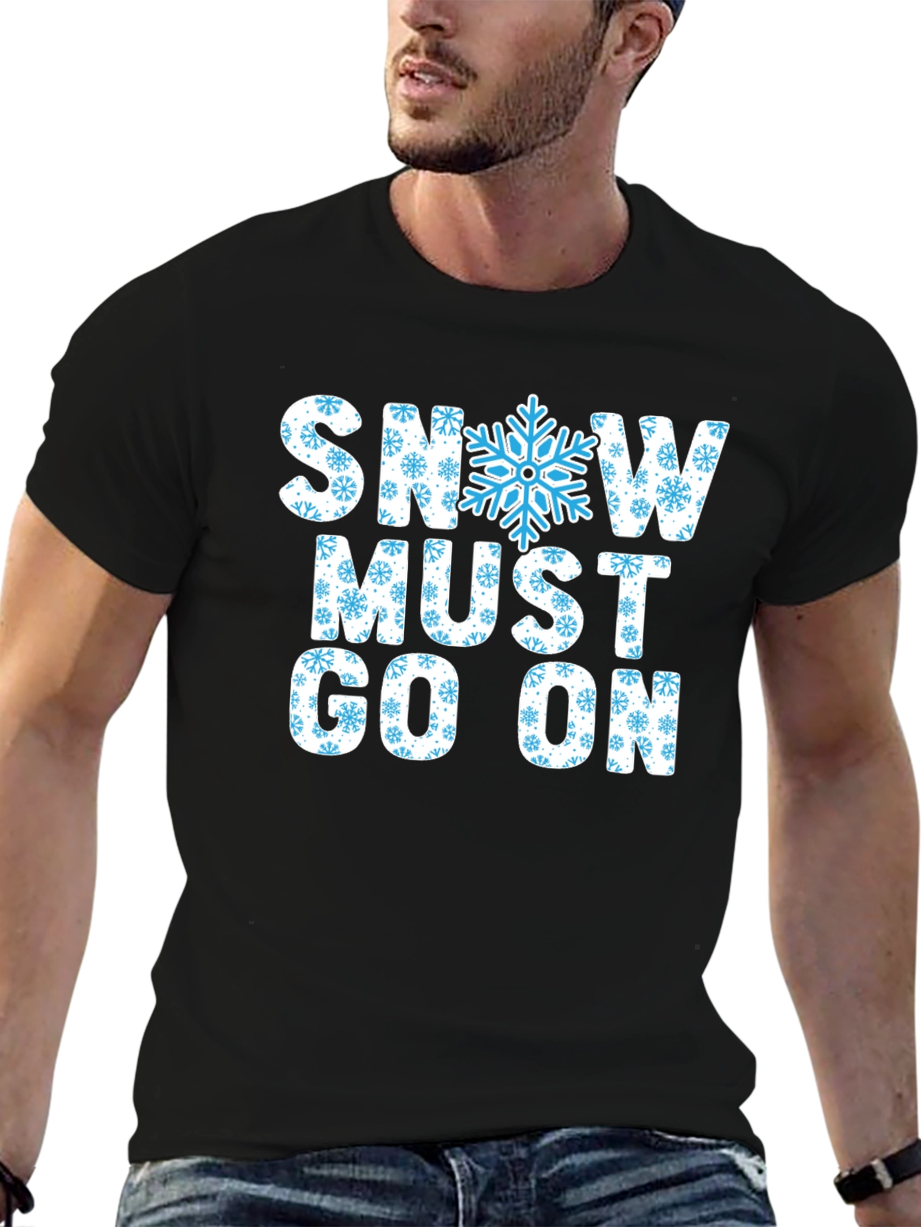 Snow Must Go On Black Cotton T-Shirt