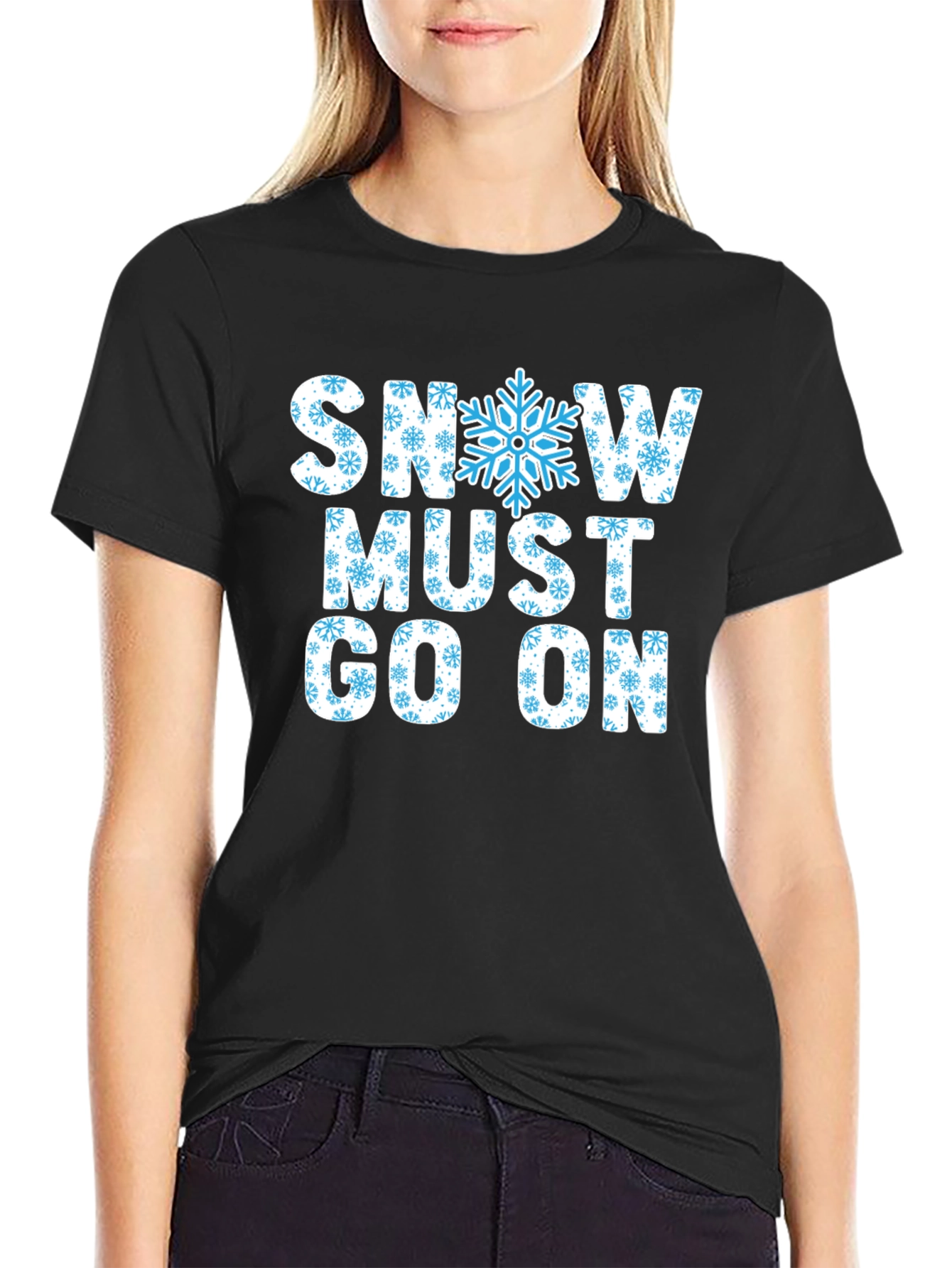 Snow Must Go On Black Cotton T-Shirt