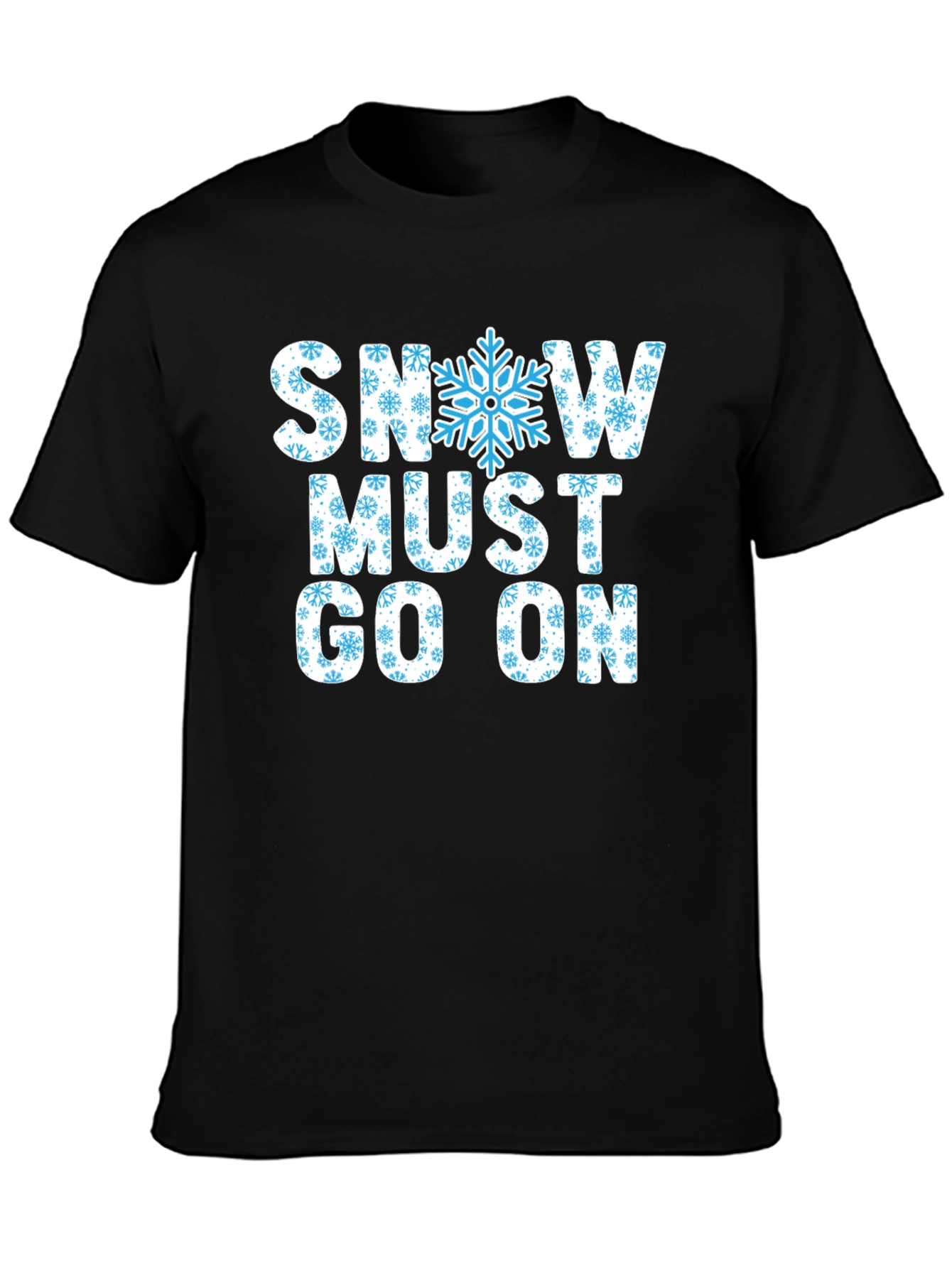 Snow Must Go On Black Cotton T-Shirt