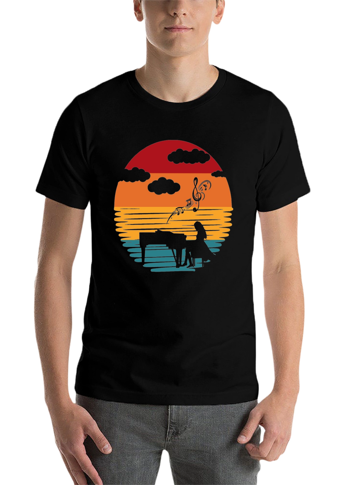 Sunset Piano Player Graphic Tee