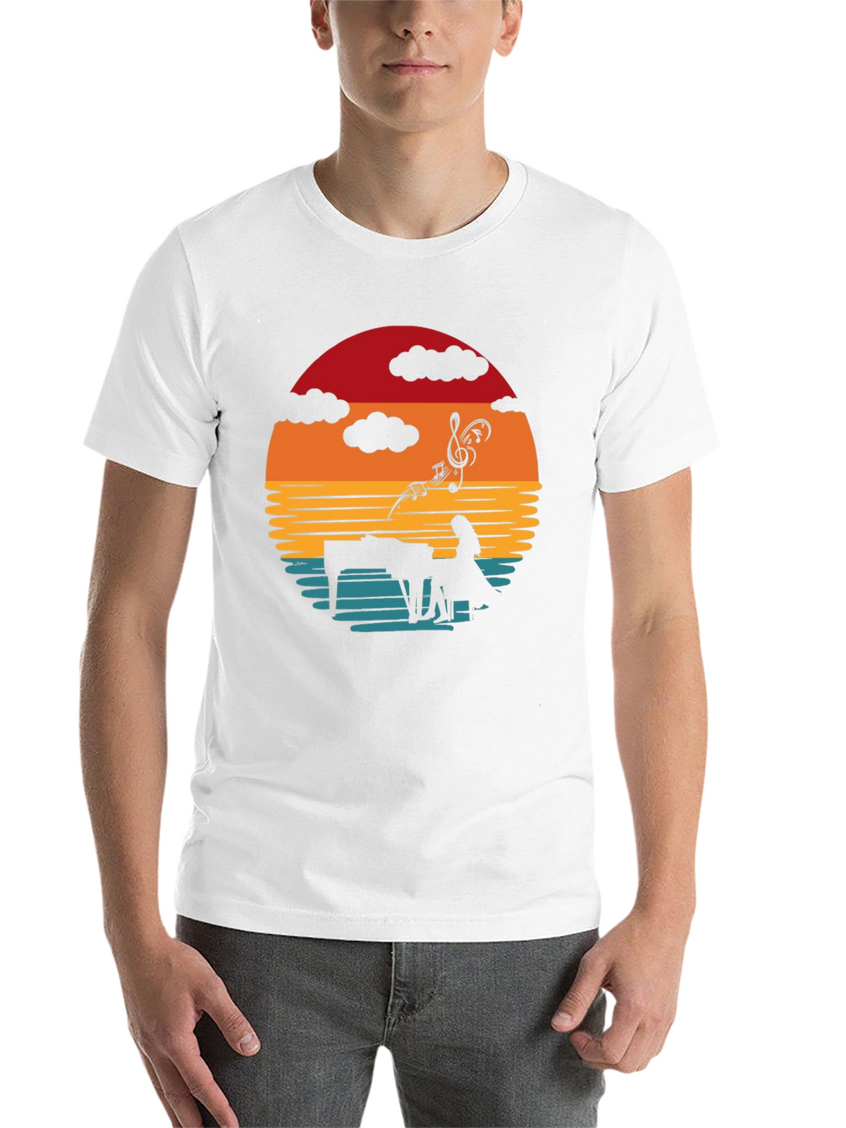 Sunset Piano Player Graphic Tee