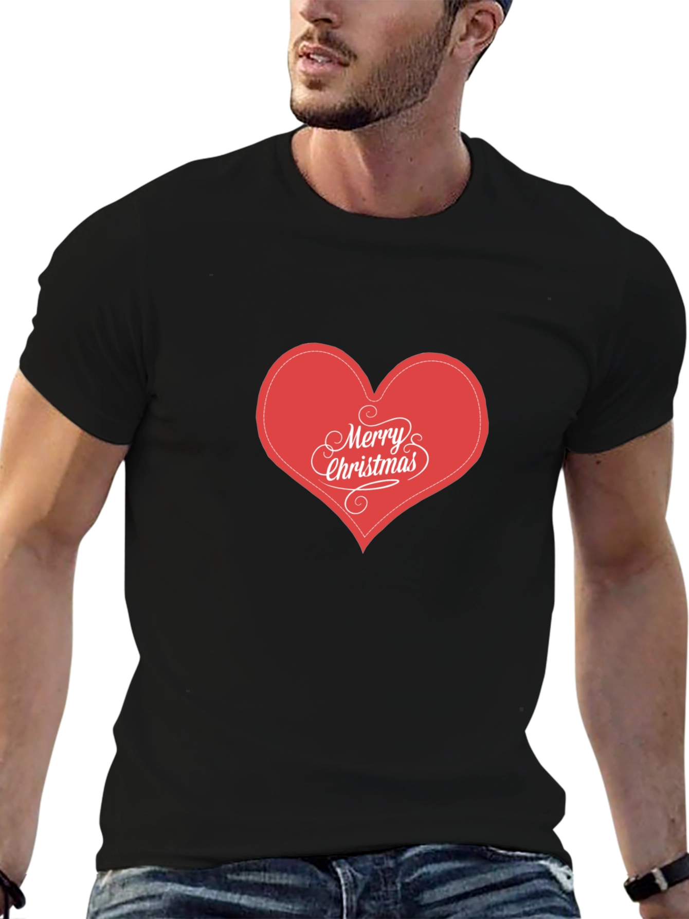 Merry Christmas Heart Graphic T-Shirt
