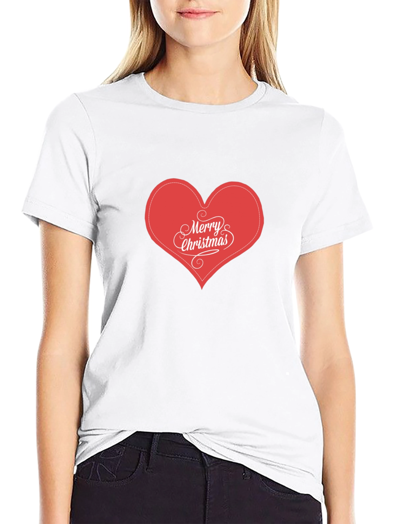Merry Christmas Heart Graphic T-Shirt