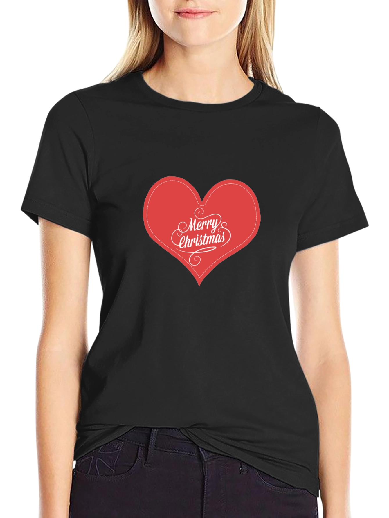Merry Christmas Heart Graphic T-Shirt