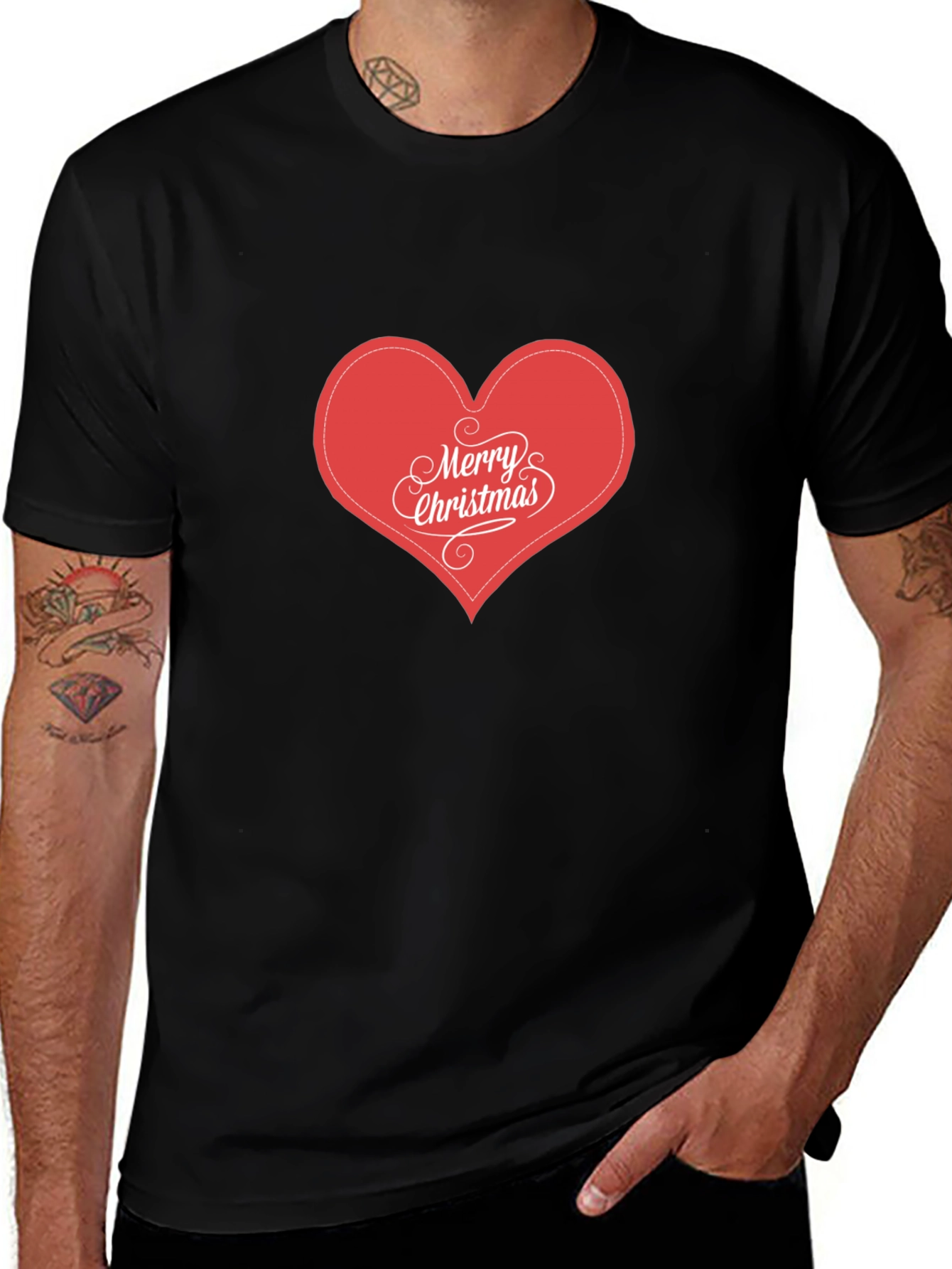 Merry Christmas Heart Graphic T-Shirt