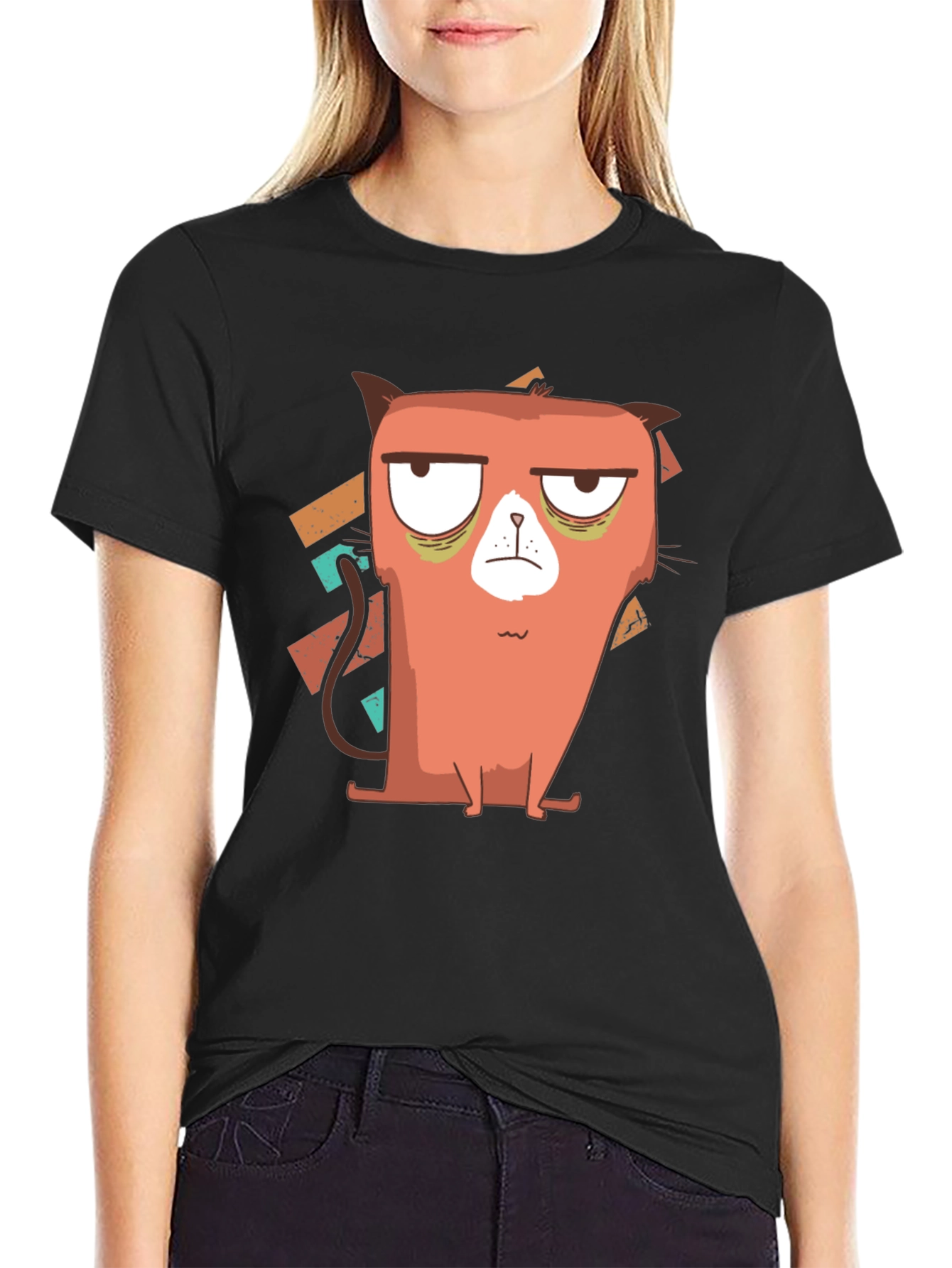 Grumpy Cat Graphic Tee - Black Cotton Blend