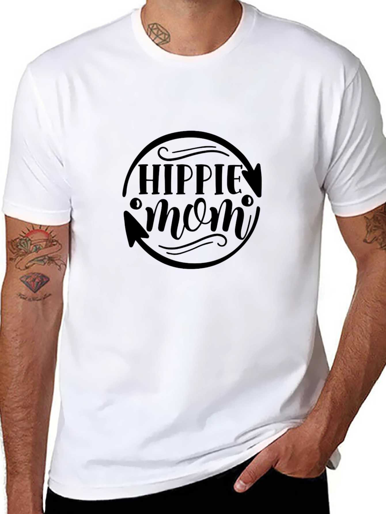Hippie Mom Graphic Tee - Black