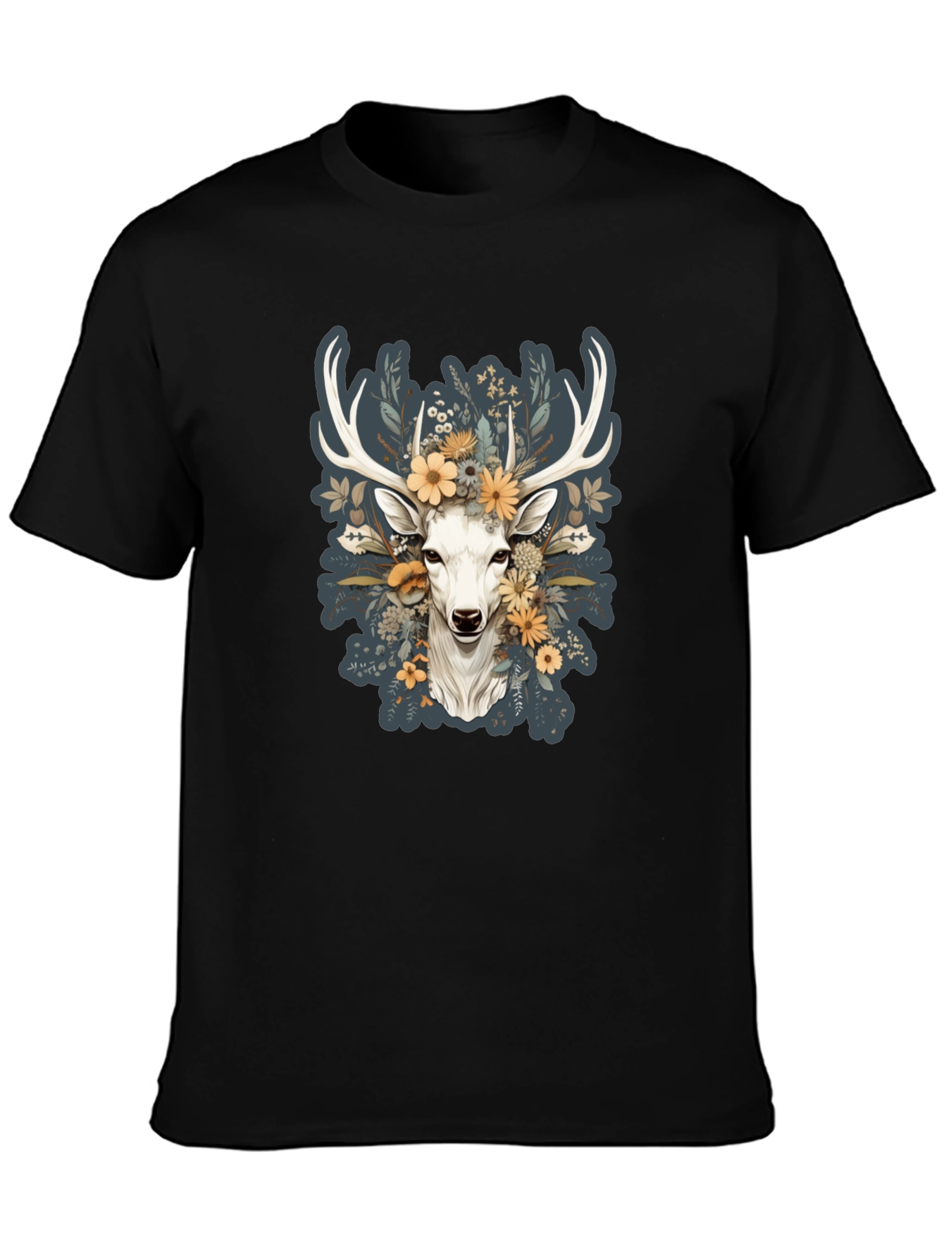 Floral Deer Graphic Tee - Nature Inspired Menswear