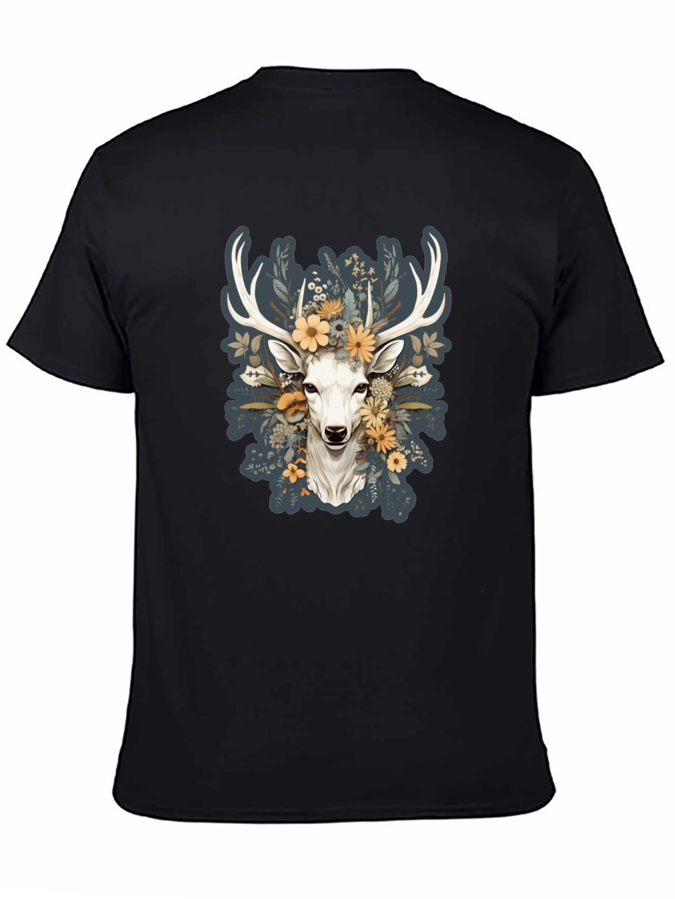 Floral Deer Graphic Tee - Nature Inspired Menswear