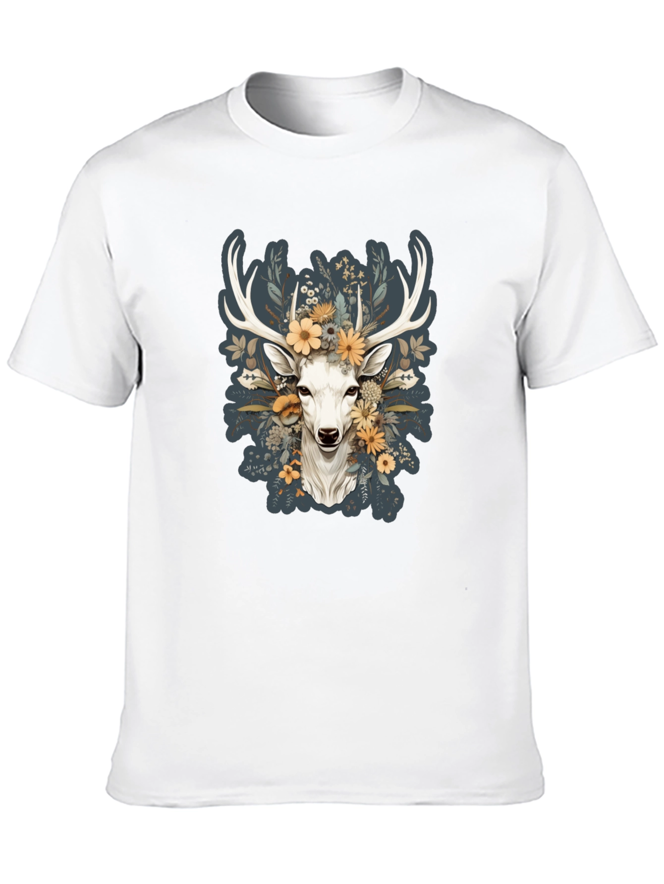Floral Deer Graphic Tee - Nature Inspired Menswear